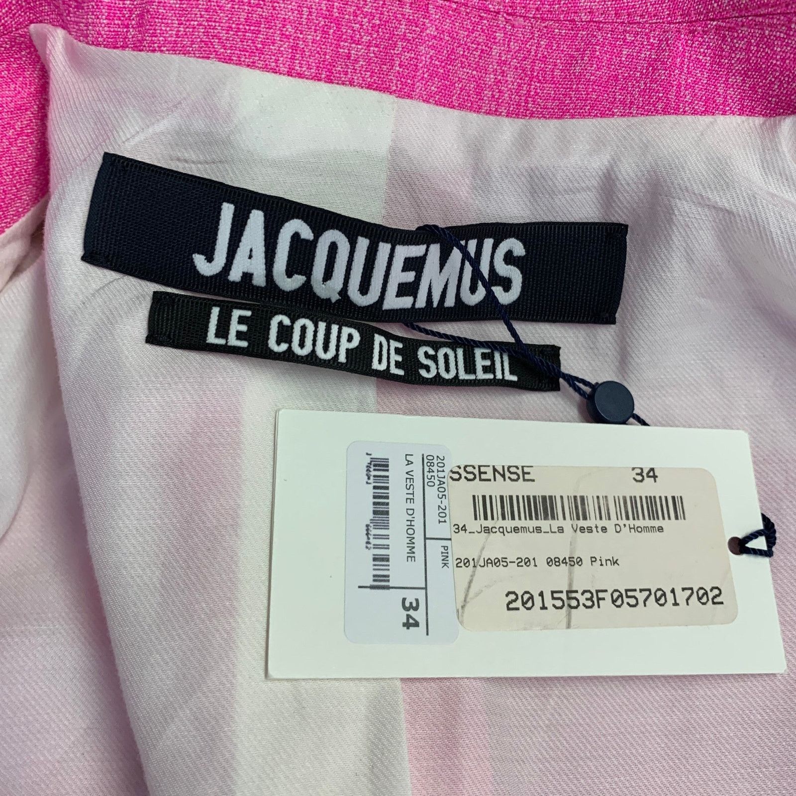 Jacquemus S Le Coup de Soleil Pink White Viscose Silk Notch Lapel Size S / US 4 / IT 40 - 4 Thumbnail