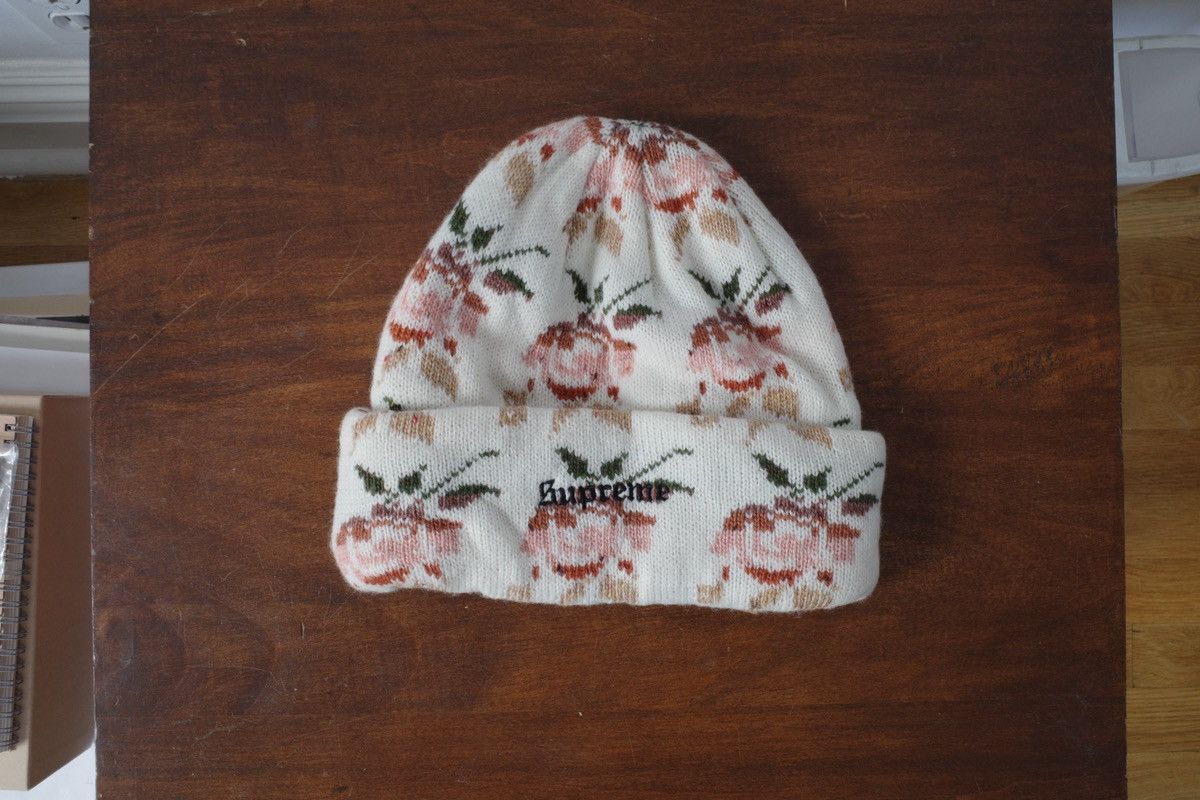 Supreme Rose Jacquard Beanie Natural Supreme FW18 Grailed