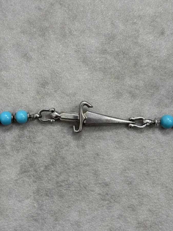 Vintage 2000s Cesare Paciotti Dagger Light Blue Pearls Silver Bracelet Size ONE SIZE - 6 Thumbnail