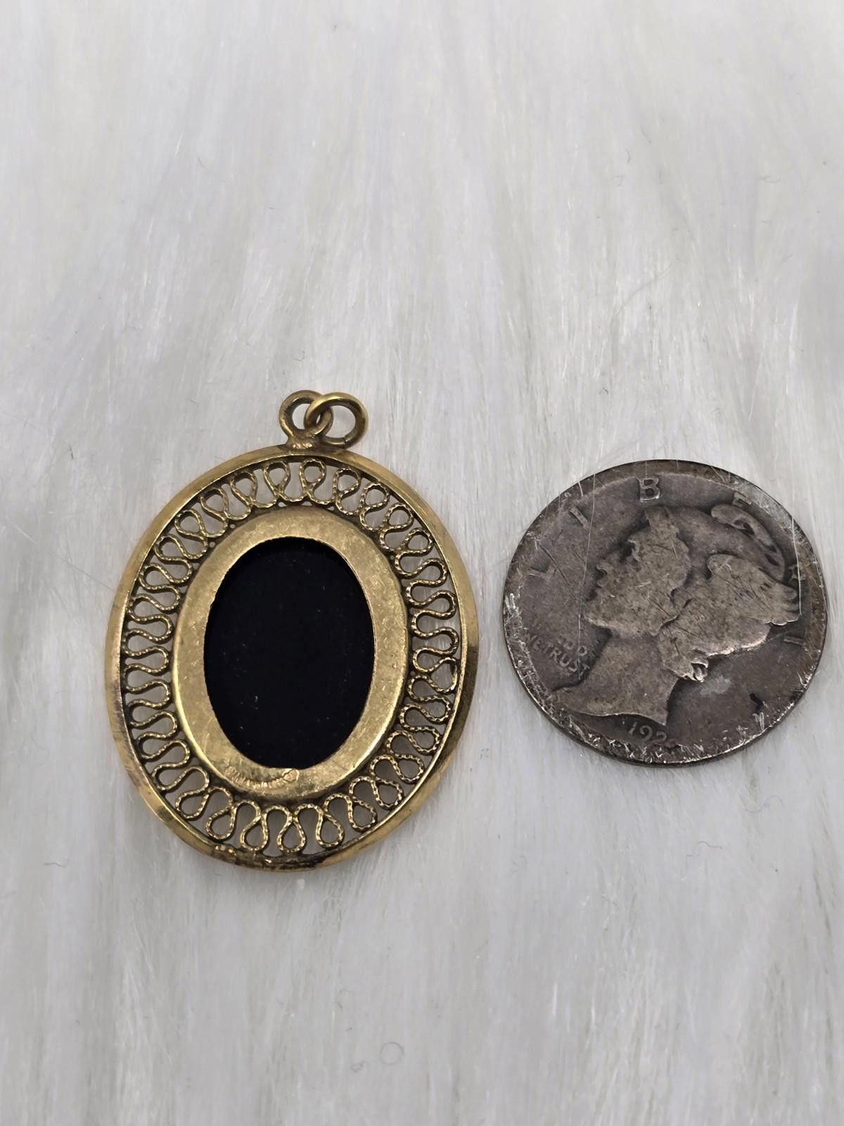 Other Vintage Winard 12K GF Black Onyx Oval Filigree Pendant Size ONE SIZE - 2 Thumbnail