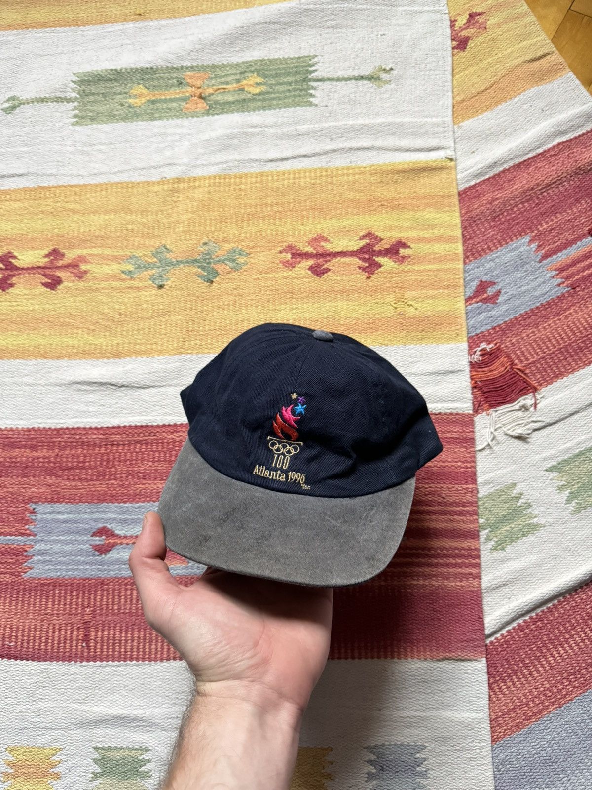 USA Olympics Vintage 90’s Atlanta 1996 Olympic Games Navy Suede Hat Size ONE SIZE - 1 Thumbnail