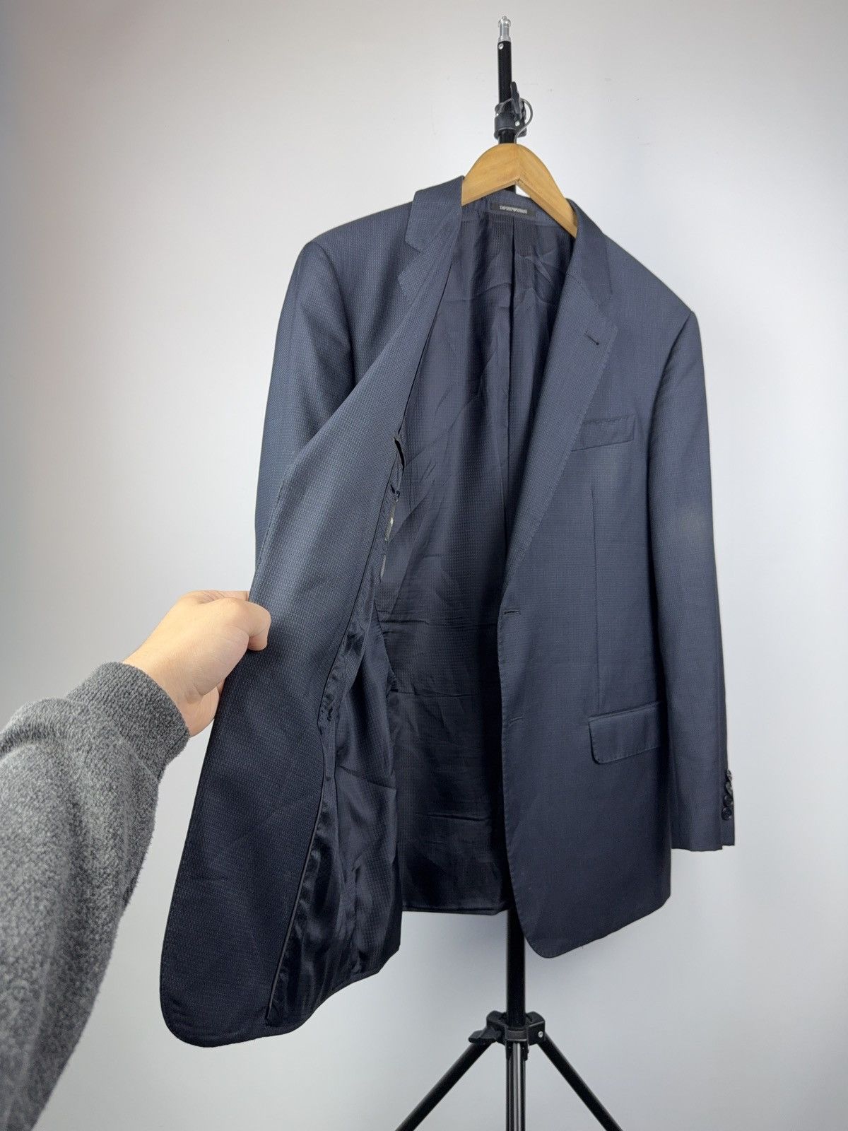 Emporio Armani Luxury 00s Emporio Armani G Line Classic Navy Blazer Size 44R - 11 Thumbnail