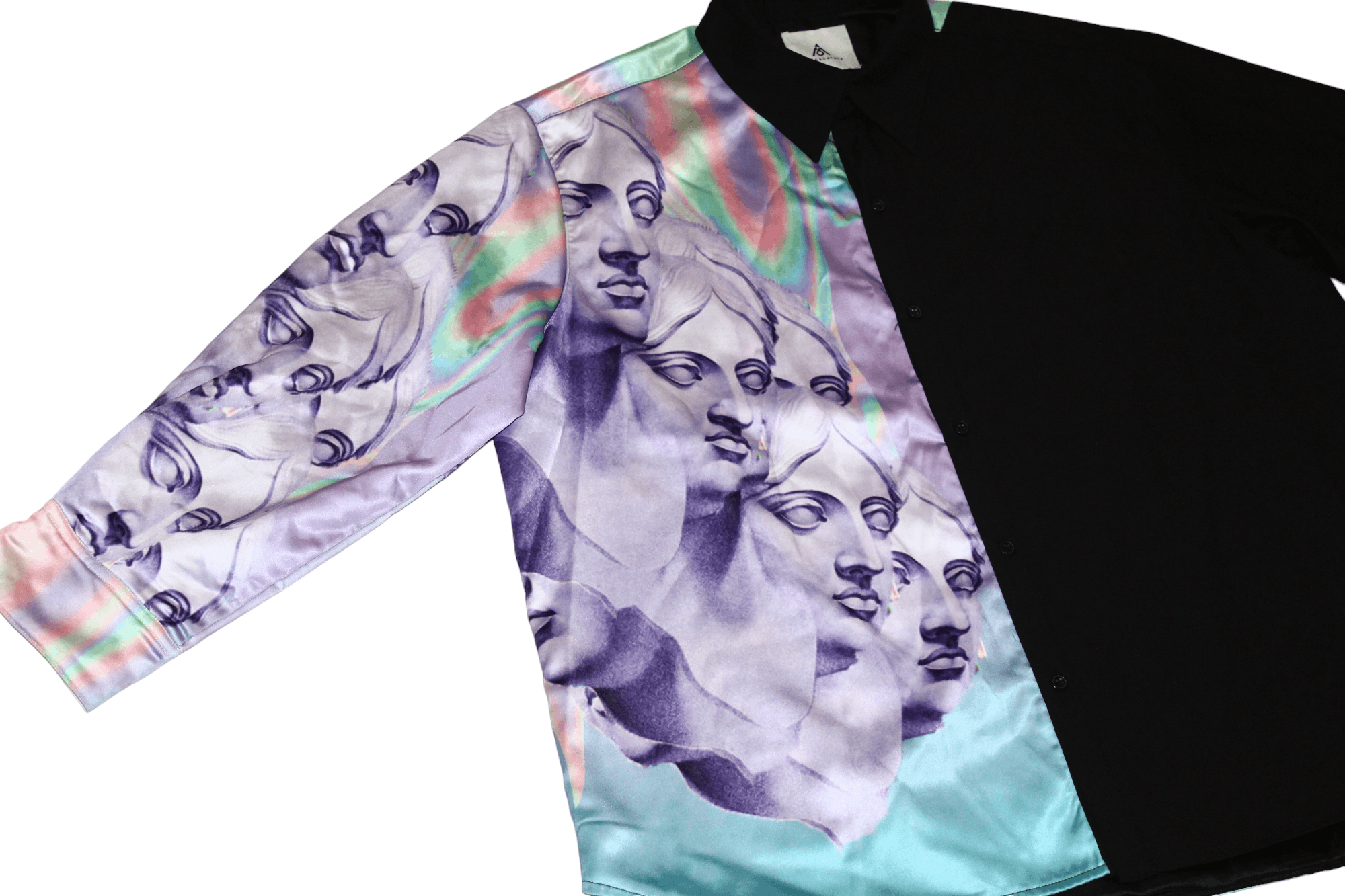 Japanese Brand YOIKADAKADA Michelangelo artwork spectrum satin block shirt Size US M / EU 48-50 / 2 - 8 Thumbnail