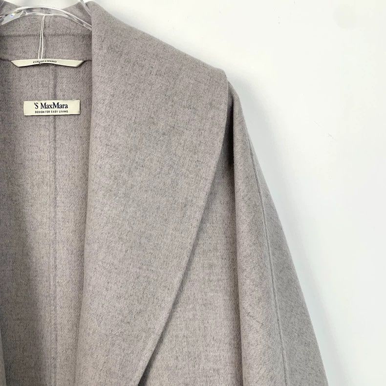 Max Mara Max Mara Grey Brown Wool Lapel Belt Coat Size S / US 4 / IT 40 - 3 Thumbnail