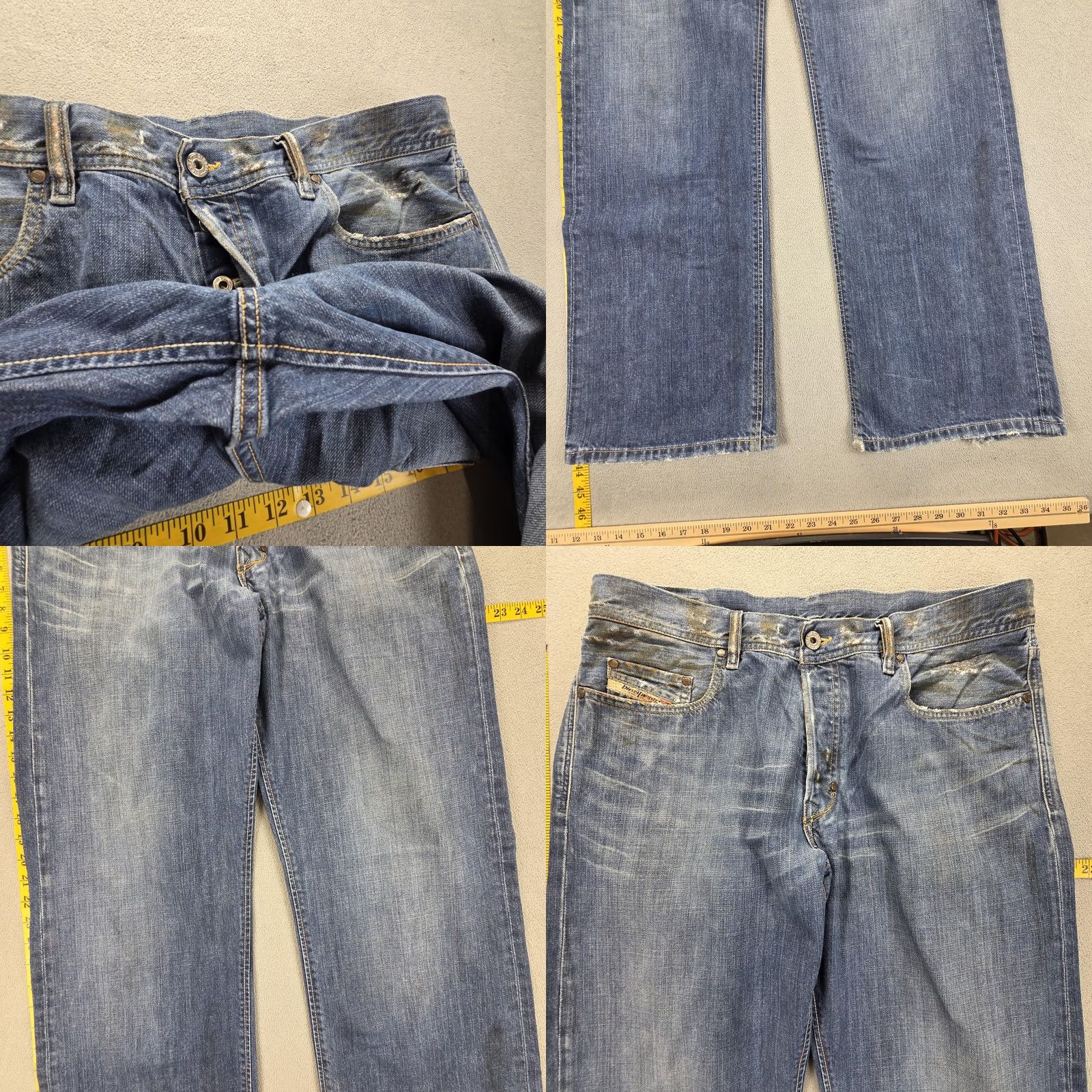 Diesel Diesel Jeans Mens 36x34 Blue Kuratt Relaxed Straight Button Fly Made Italy 0082H Size US 36 / EU 52 - 9 Thumbnail