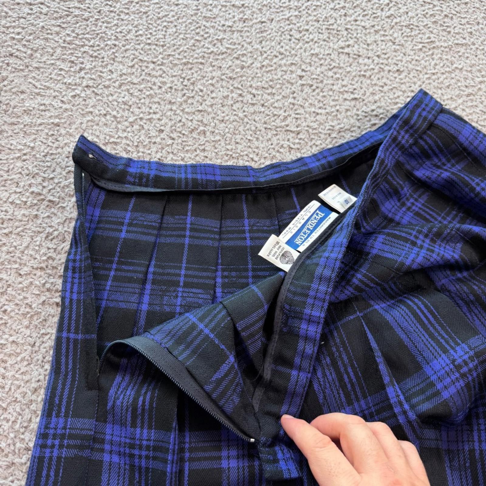 Pendleton Pendleton Classic Plaid Midi Skirt 10 Blue 100% Virgin Wool Size 32" / US 10 / IT 46 - 6 Thumbnail
