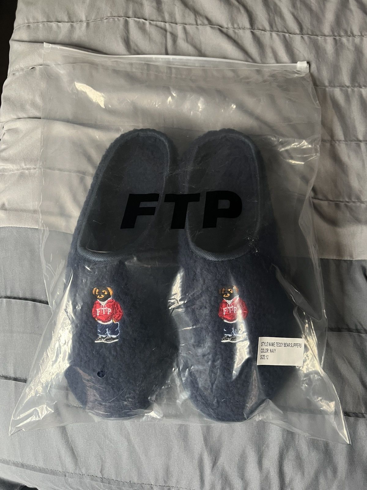 Fuck The Population FTP Teddy Bear Slippers Navy Size 12 Size US 12 / EU 45 - 4 Thumbnail