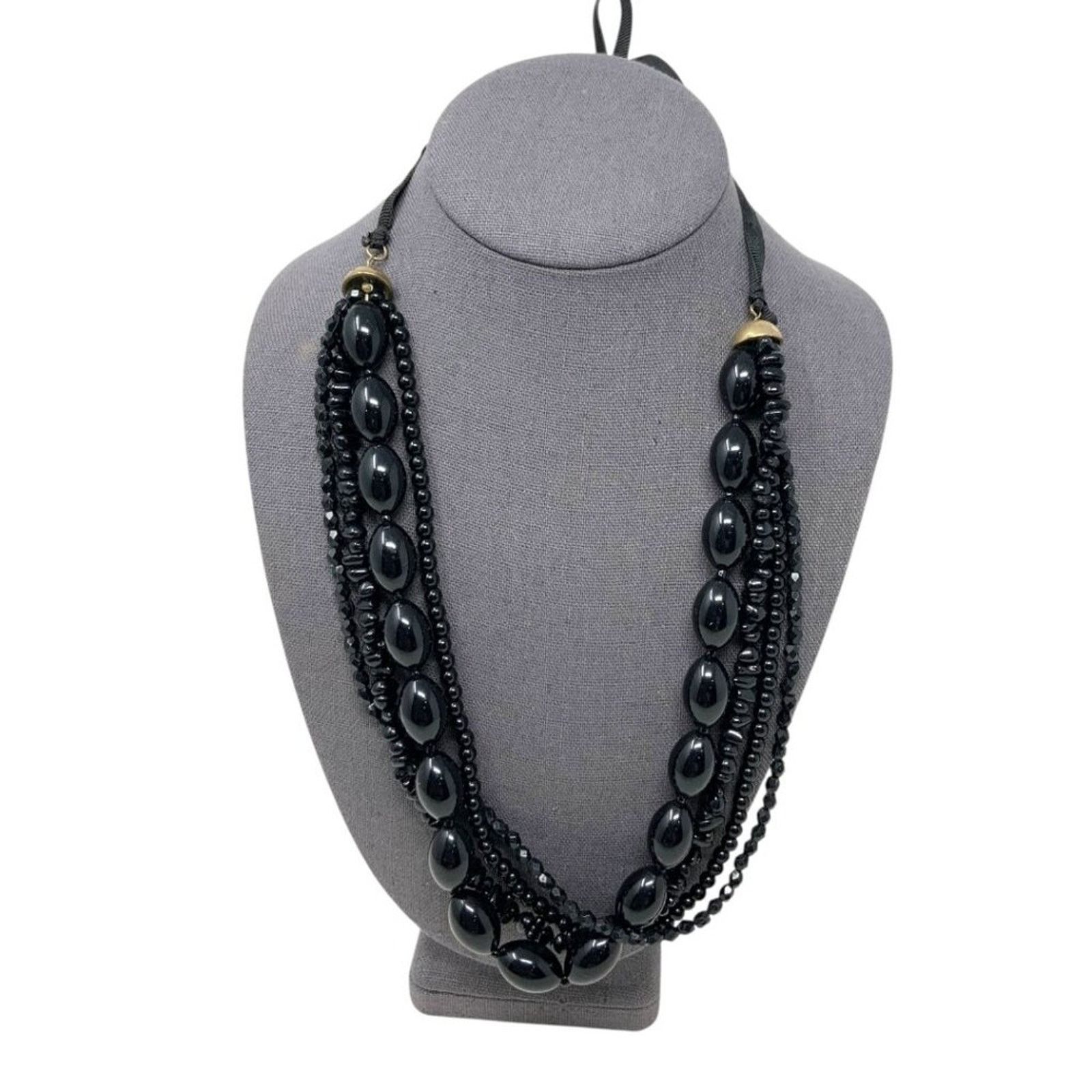 Other Vintage Multi Strand Black Beaded Necklace Size ONE SIZE - 1 Thumbnail