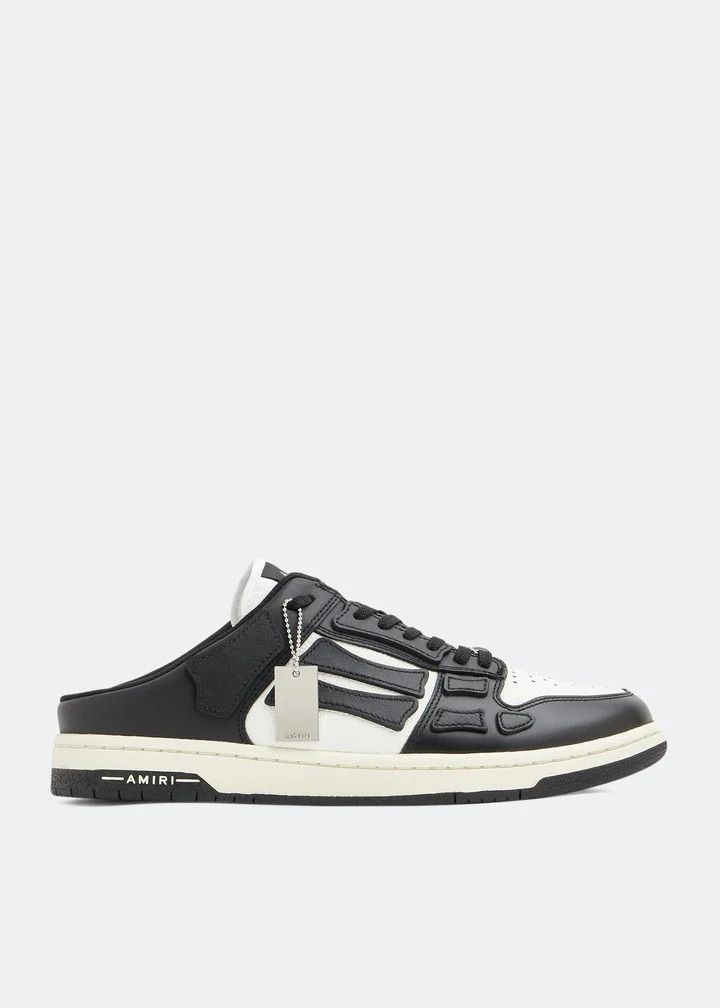 Amiri o1gr1nt0426 Skel Low-Top Slip On Sneakers in Black/White Size US 11 / EU 44 - 1 Thumbnail