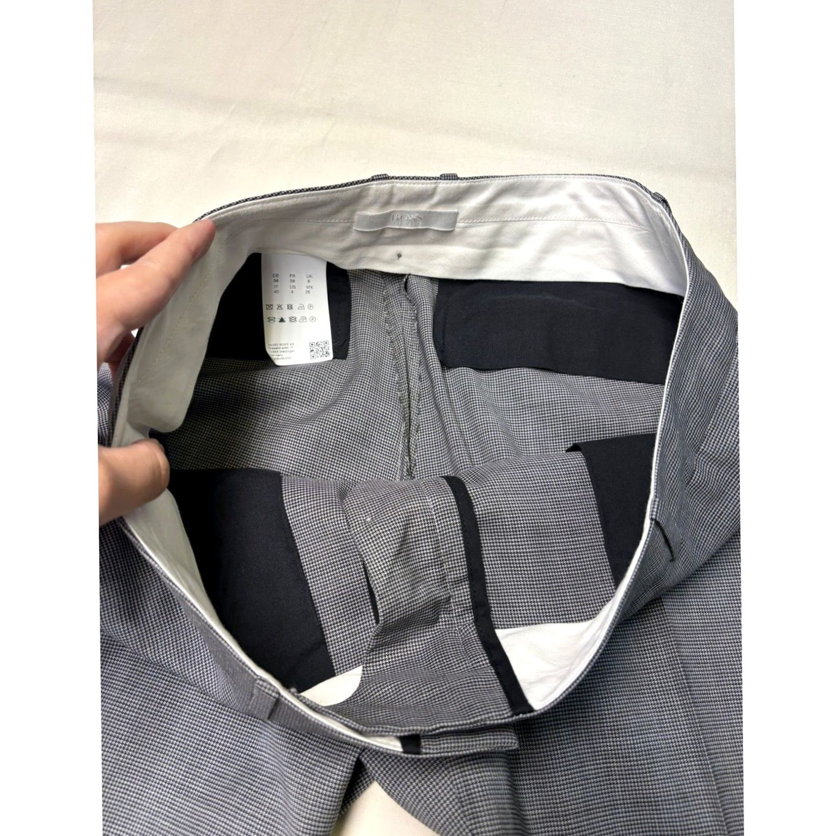 Hugo Boss HUGO BOSS Tamea13 Grey Virgin Wool Micro Check Dress Pants Womens US 4 W32 L32 Size 27" / US 4 / IT 40 - 4 Thumbnail