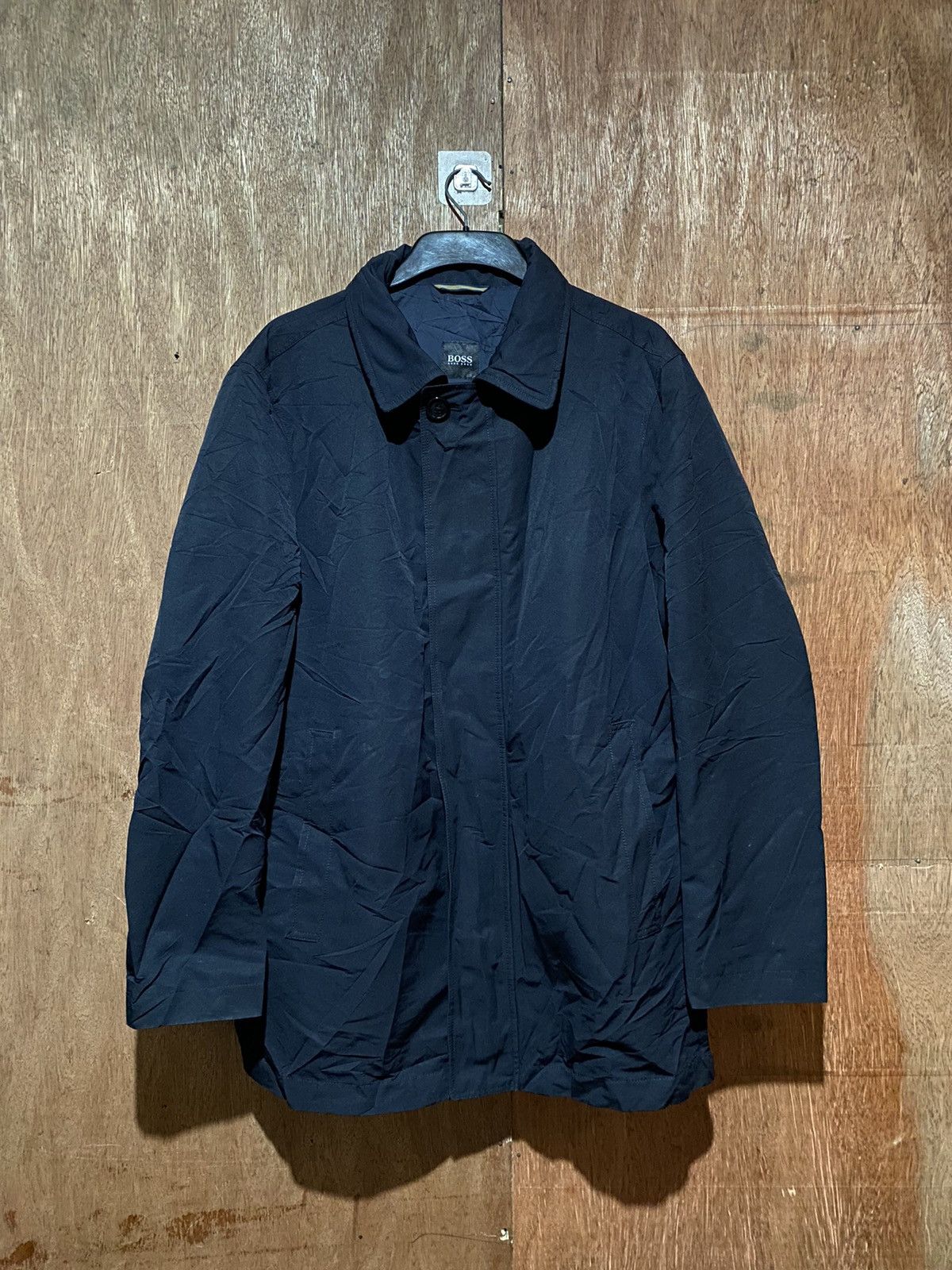 image of Hugo Boss Cider Trench Coat in Blue/Navy, Men's (Size XL)