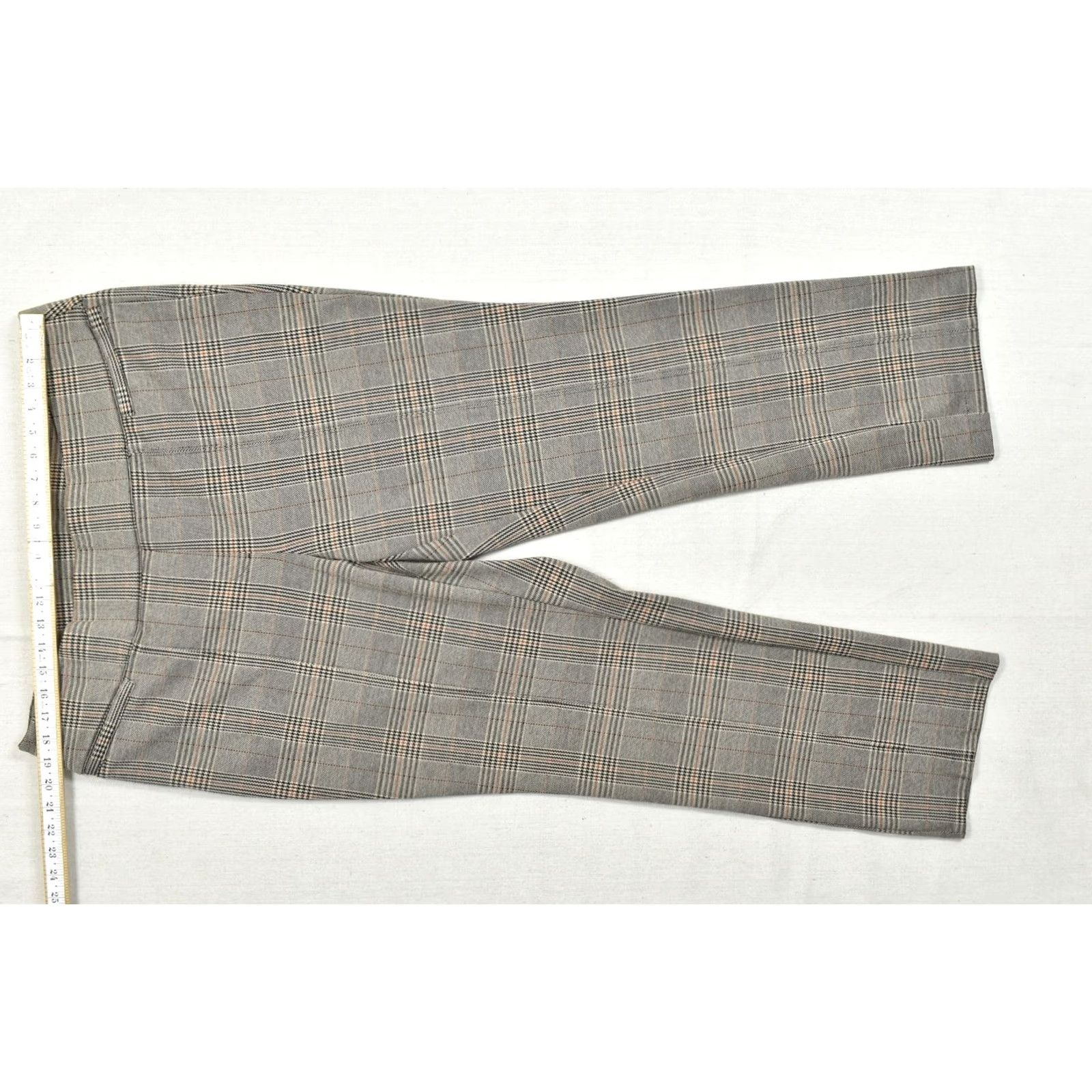 Vintage Lane Bryant Women's 20 Plaid Dress Pants Brown Gray Houndstooth Rayon Flat Front High Rise Straight Leg Plus Size Dress Pants Womens Size 42" / US 20 - 3 Thumbnail