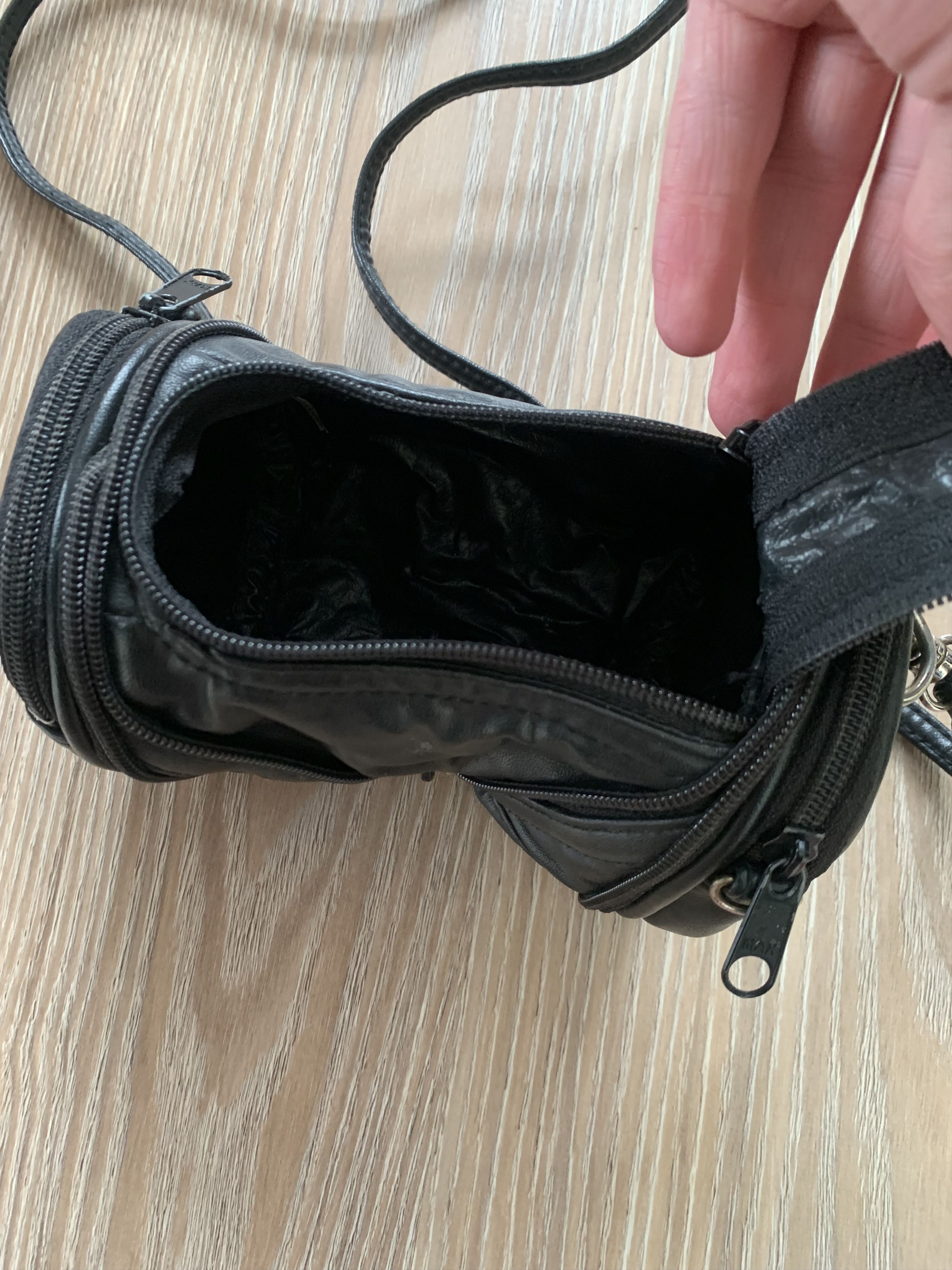 Handmade Vintage Black Leather Foldable Mini Crossbody Bag Size ONE SIZE - 3 Thumbnail