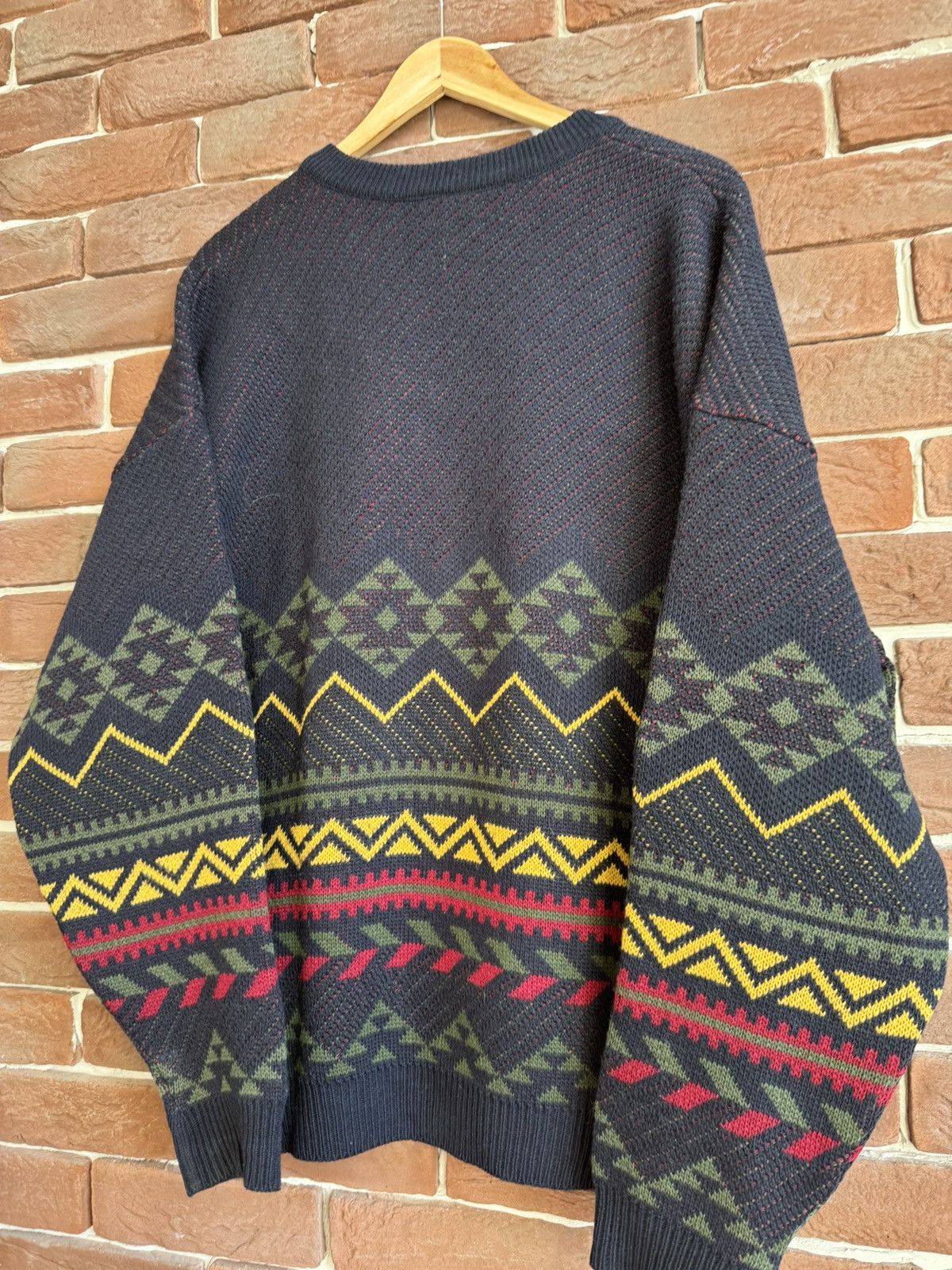 Lacoste Vintage 90s Lacoste Aztec Boxy Cardigan Sweater Navy XL Size US XL / EU 56 / 4 - 5 Thumbnail