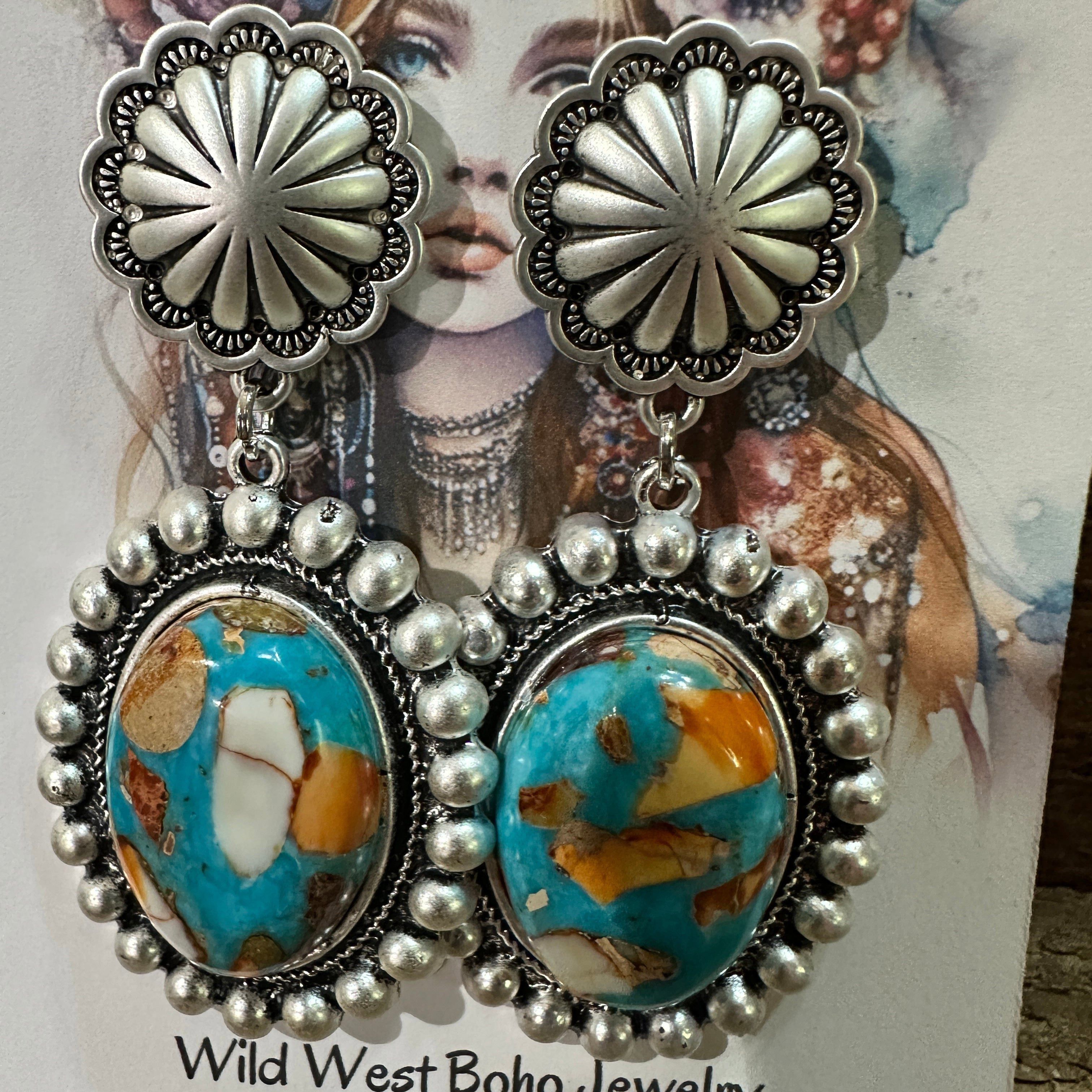 Other Oval Gemstone Post Earrings for Elegance, Boho Southwestern Size ONE SIZE - 8 Thumbnail