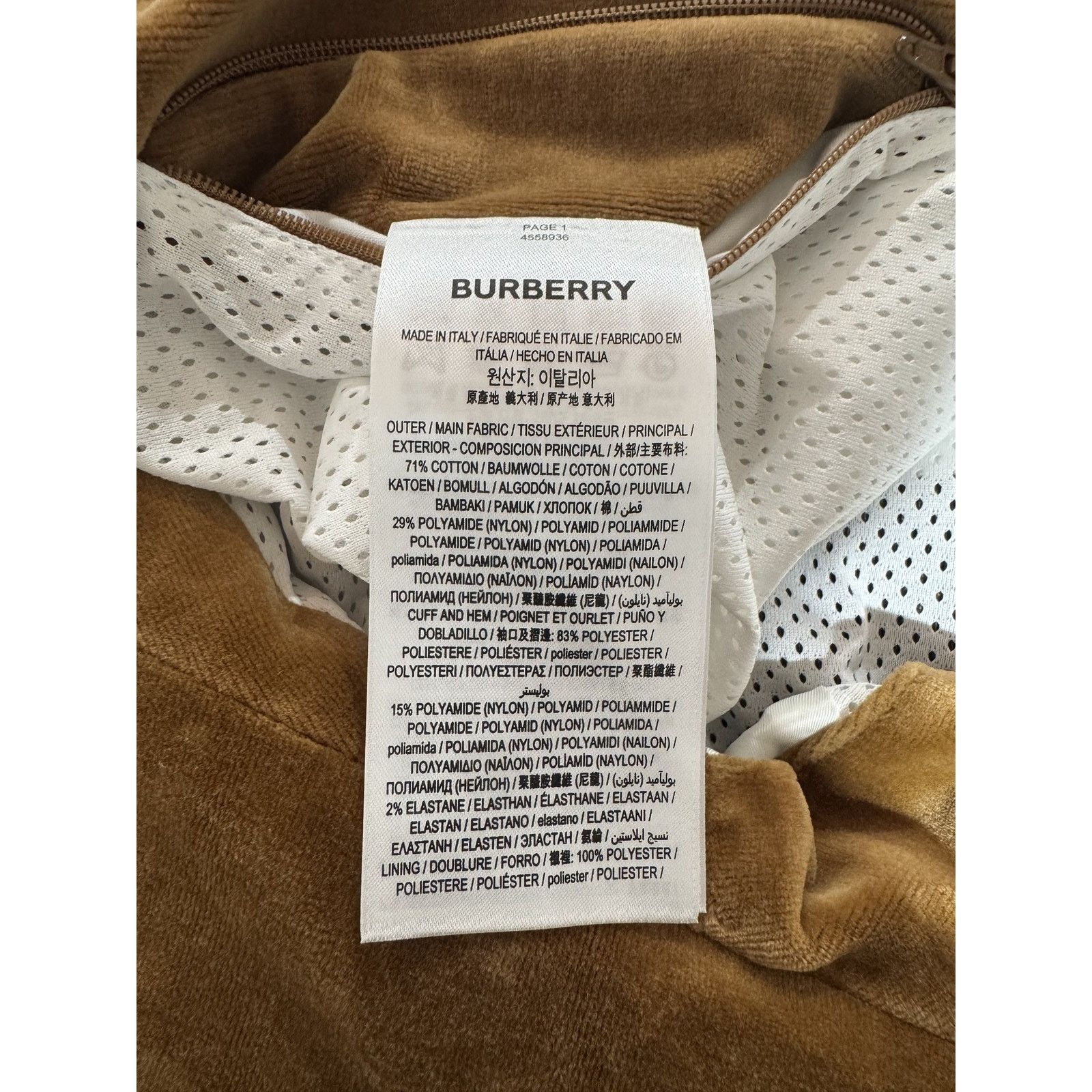 Burberry BURBERRY LOGO PATCH VELOUR JACKET SIZE XL PREOWNED Size US XL / EU 56 / 4 - 10 Thumbnail