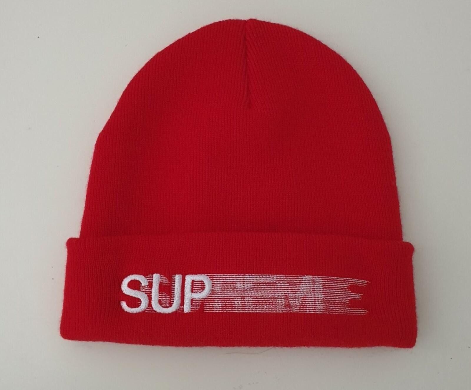 Supreme Contrast Red Stripe Beanie | Grailed