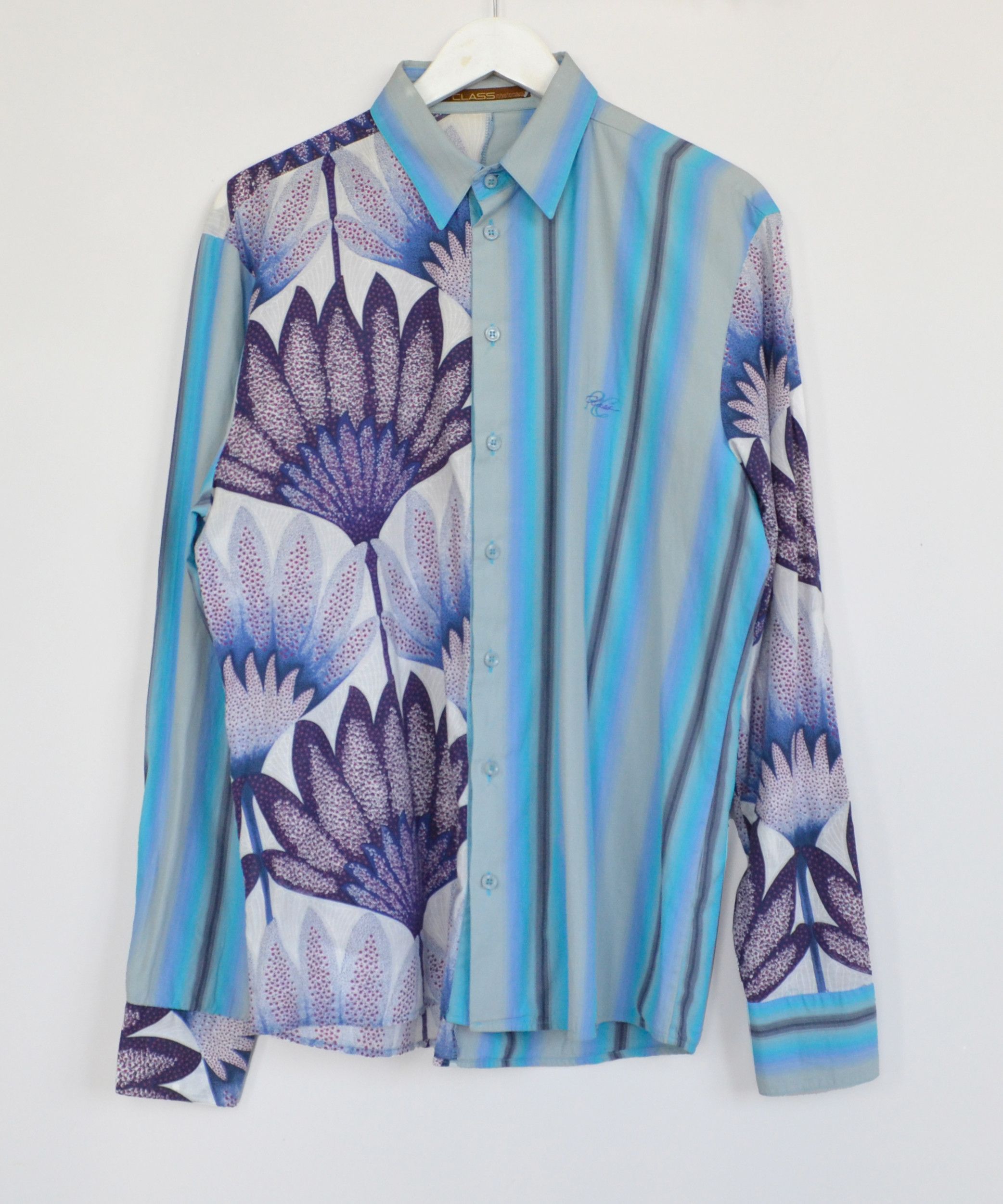Roberto Cavalli Roberto Cavalli Shirt Button Up Long Sleeve Printed Blue Size US S / EU 44-46 / 1 - 2 Thumbnail