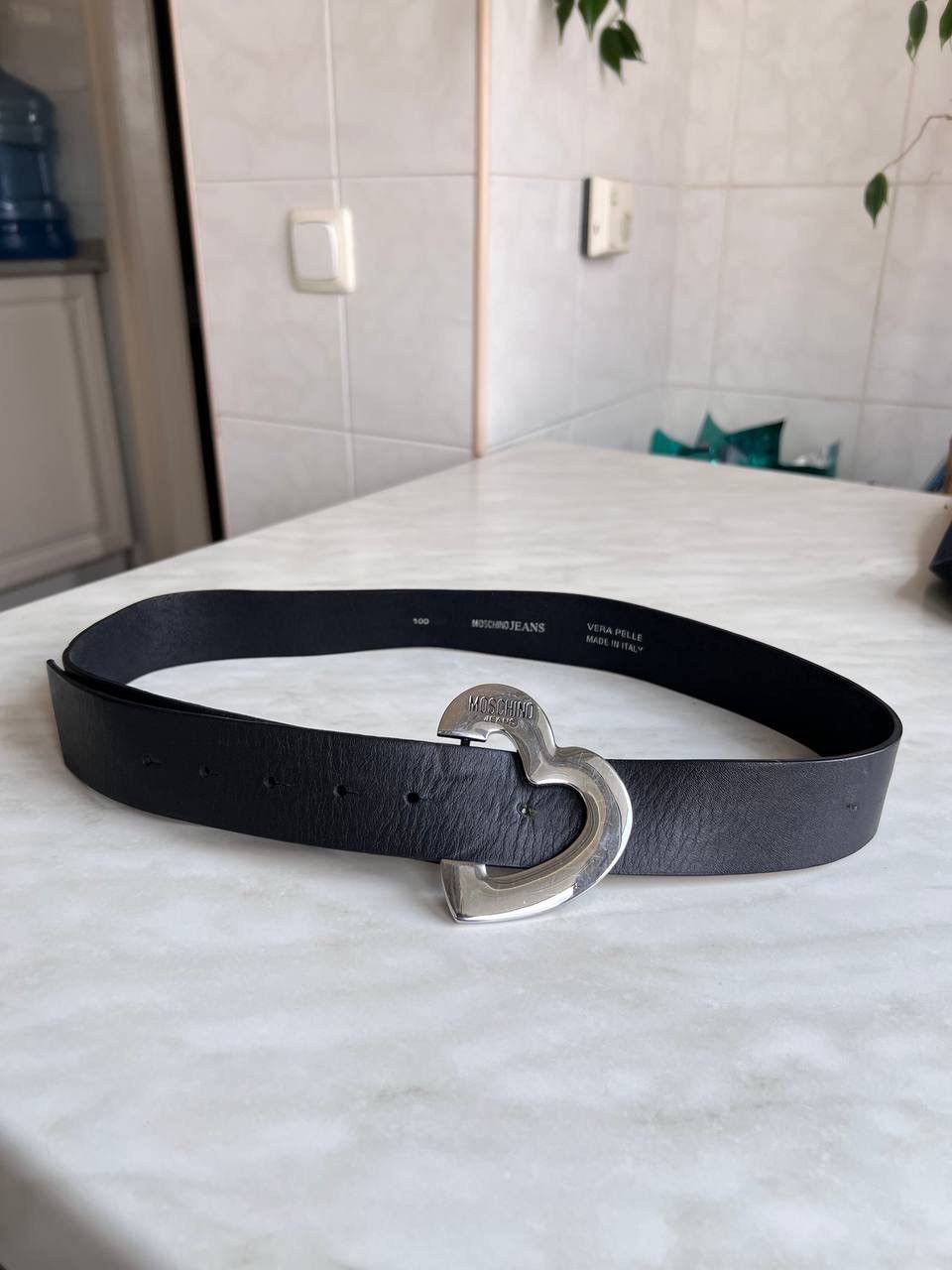 Love Moschino Luxury Leather Moschino Jeans Black Belt Logo Heart Chrome Size ONE SIZE - 7 Thumbnail