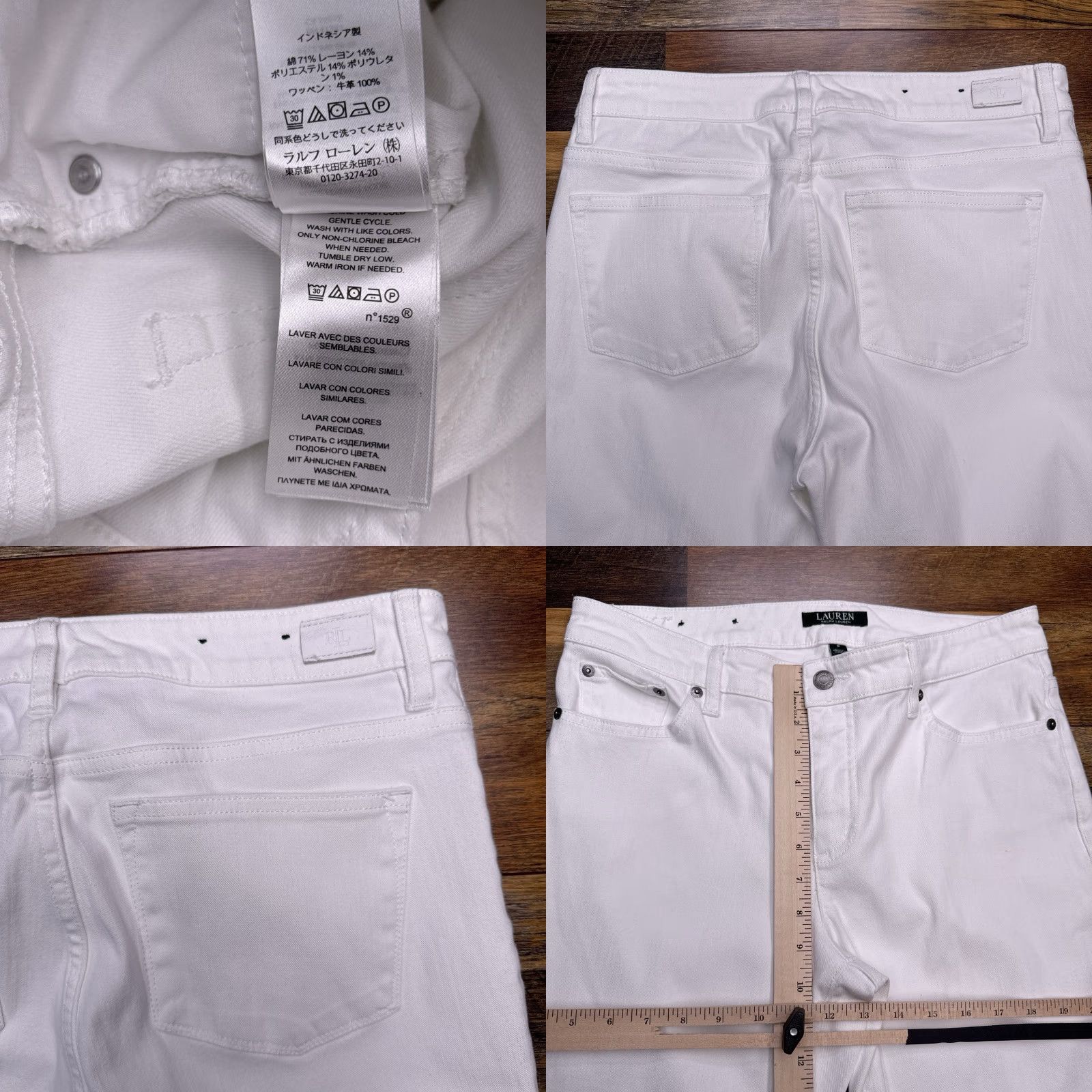 Ralph Lauren Lauren Ralph Lauren Jeans Womens 8 White Mid Rise Stretch Straight 5-Pocket Denim Rigged Logo Modern Size 30" / US 8 / IT 44 - 8 Thumbnail