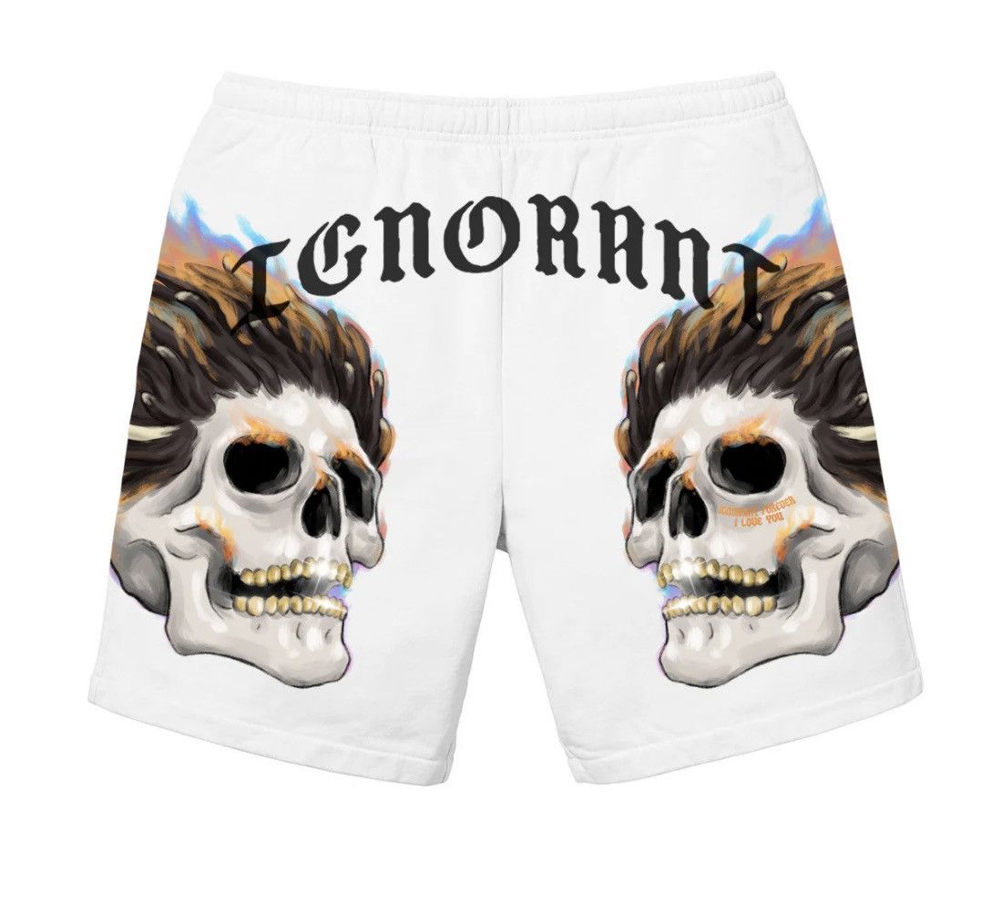 Rap Tees SAINt JHN IGNORANT Skull Shorts - White/Large Size US 32 / EU 48 - 1 Thumbnail