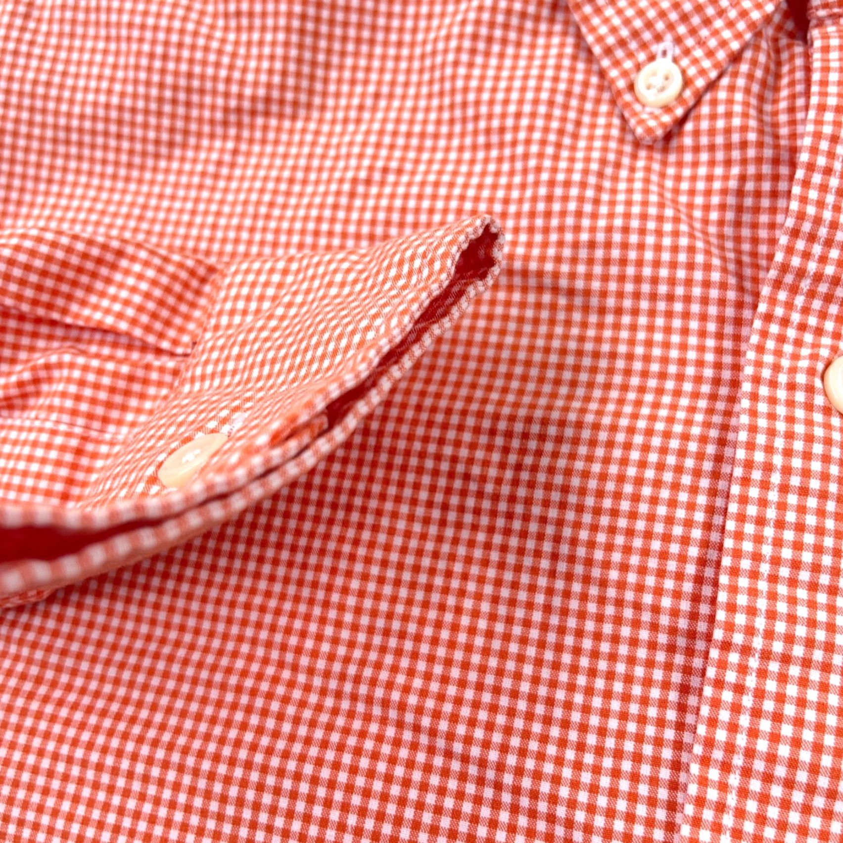 Ralph Lauren Ralph Lauren Shirt Men Medium Orange Button-Up Custom Fit Gingham Poplin Dress Shirt Size 40R - 6 Thumbnail