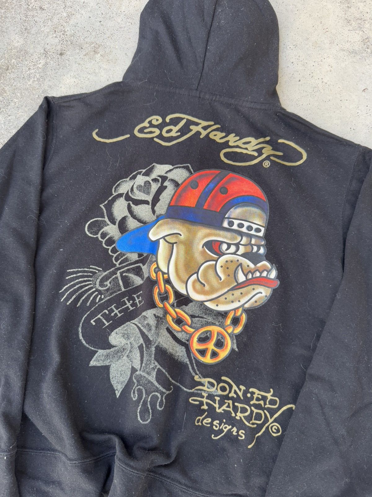 Ed Hardy × Vintage Vintage Ed Hardy Bull Dog Big Logo Zip Up Hoodie Size US M / EU 48-50 / 2 - 2 Thumbnail