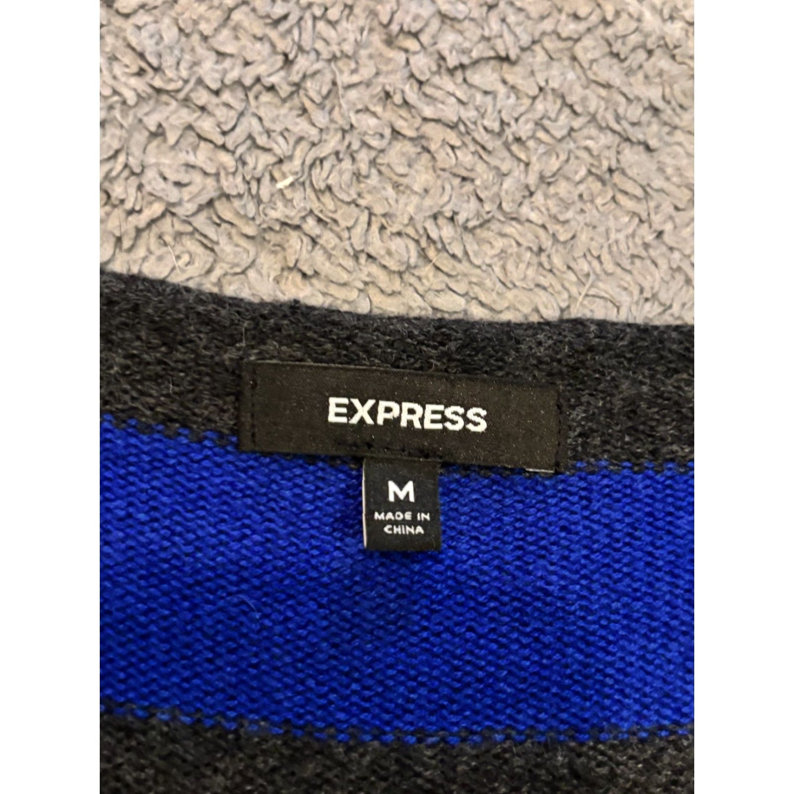 Express Express Sweater Dress Womens Medium Blue Striped V Neck Long Sleeve Pockets Size M / US 6-8 / IT 42-44 - 2 Thumbnail