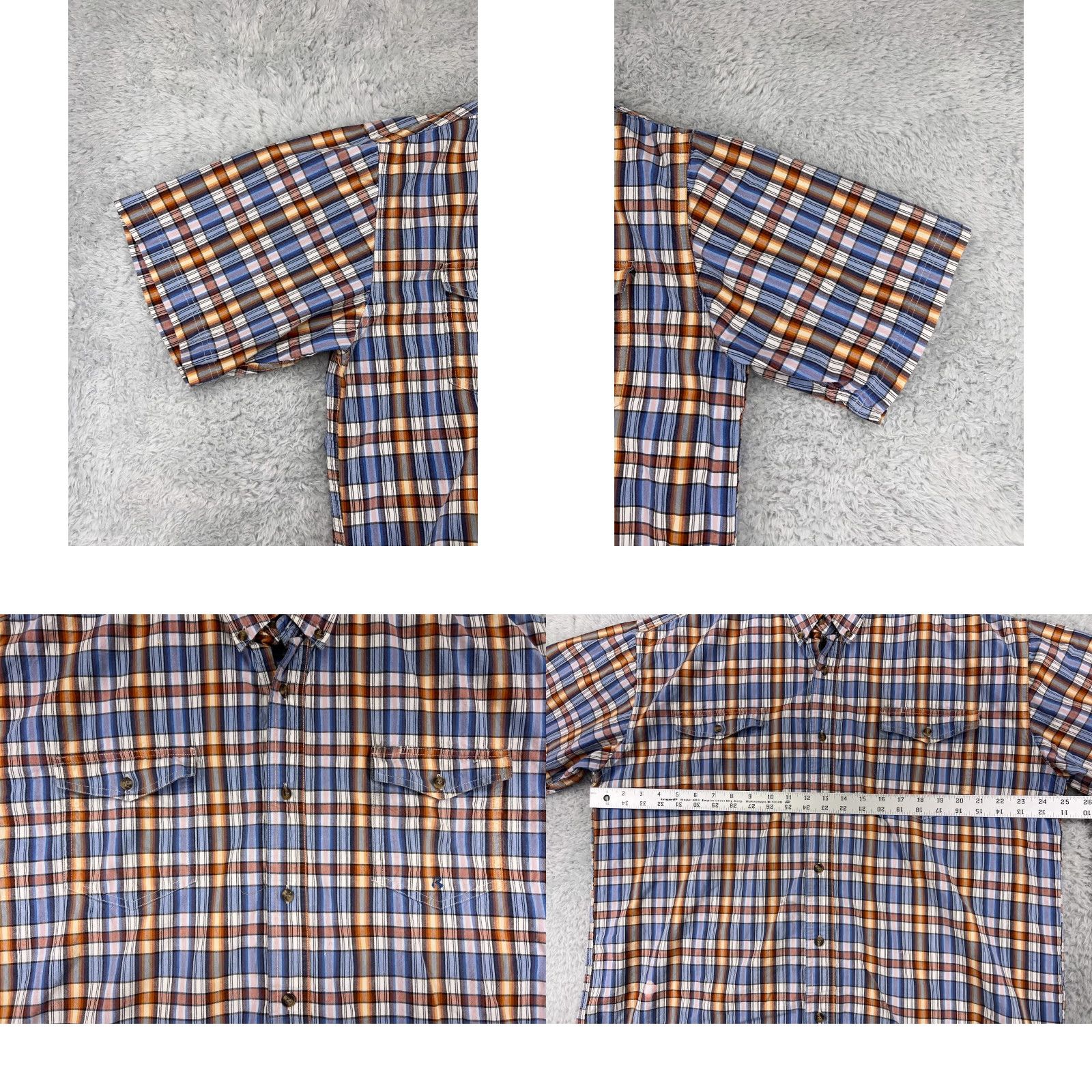 Roper Roper Shirt Mens XL Blue Plaid Button-Up Short Sleeve Western Shirt Size US XL / EU 56 / 4 - 8 Thumbnail