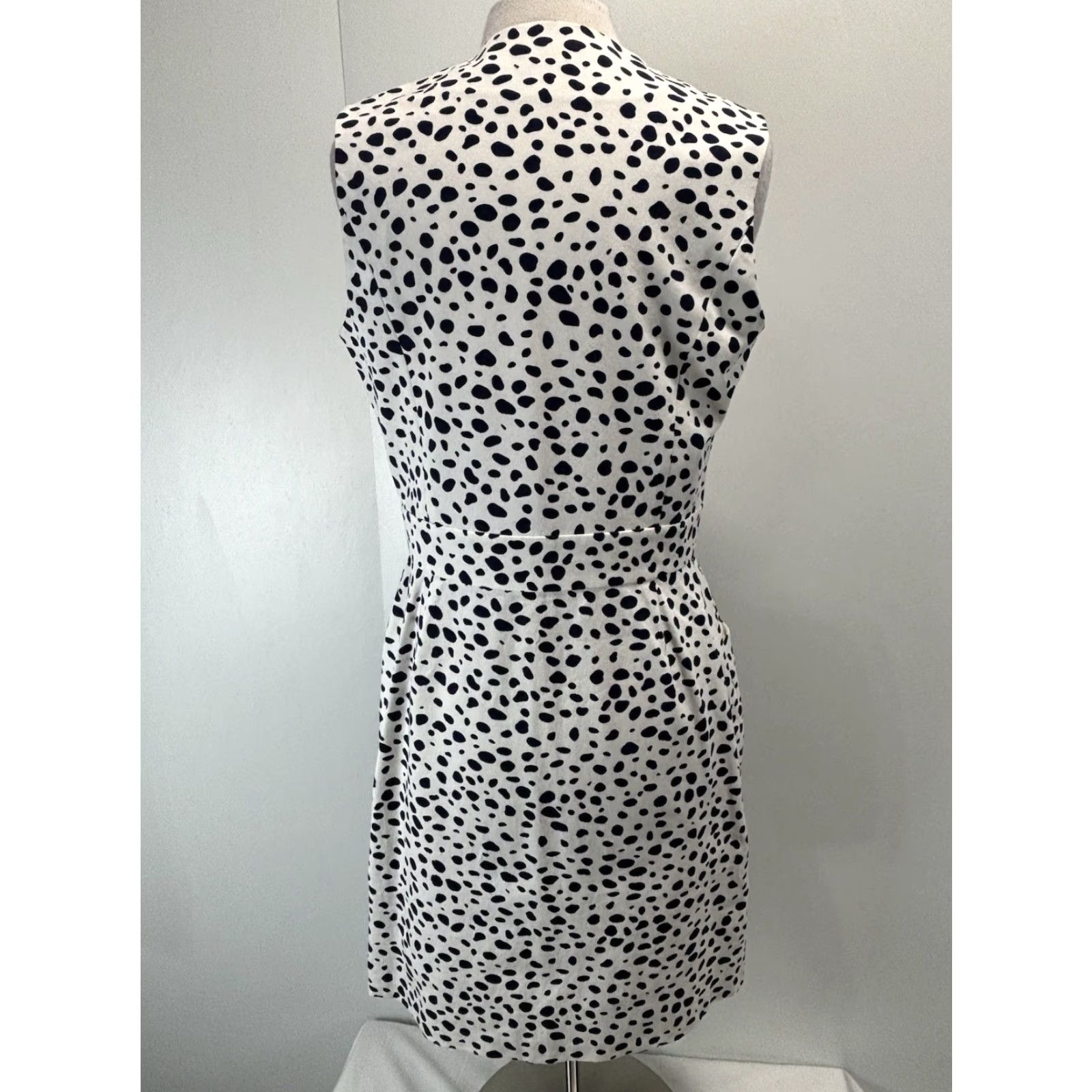 J.McLaughlin J. McLaughlin Hudson Sheath Dress Women’s Size 12 White Navy Polka Dot Casual Sleeveless with Pockets Size XL / US 12-14 / IT 48-50 - 3 Thumbnail