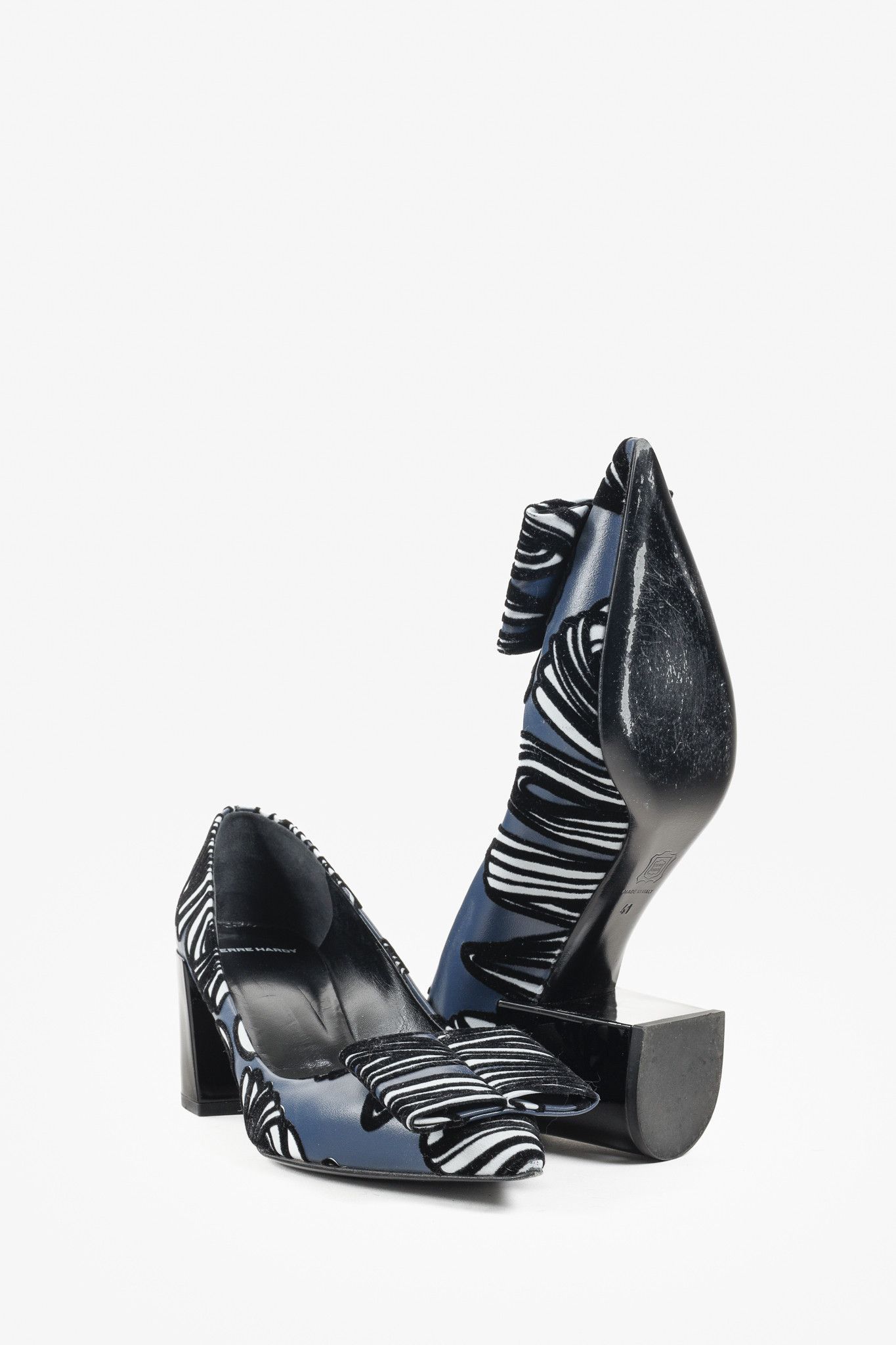 Pierre Hardy Pierre Hardy Leather Velvet Striped Heels Size US 11 / IT 41 - 4 Thumbnail