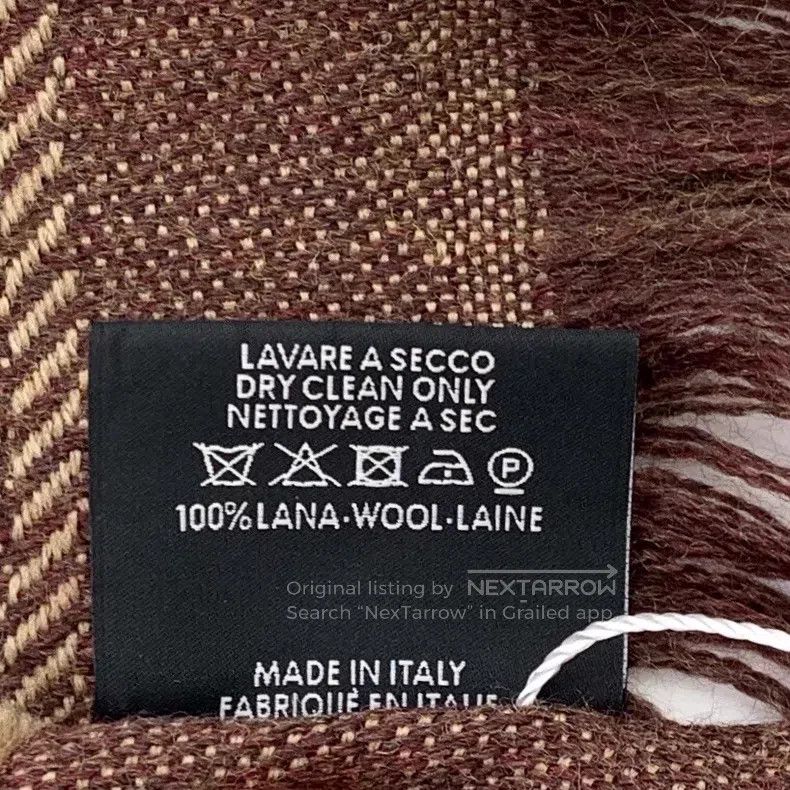 Gucci Gucci Brown logo jacquard full print wool tassel scarf Size ONE SIZE - 9 Thumbnail