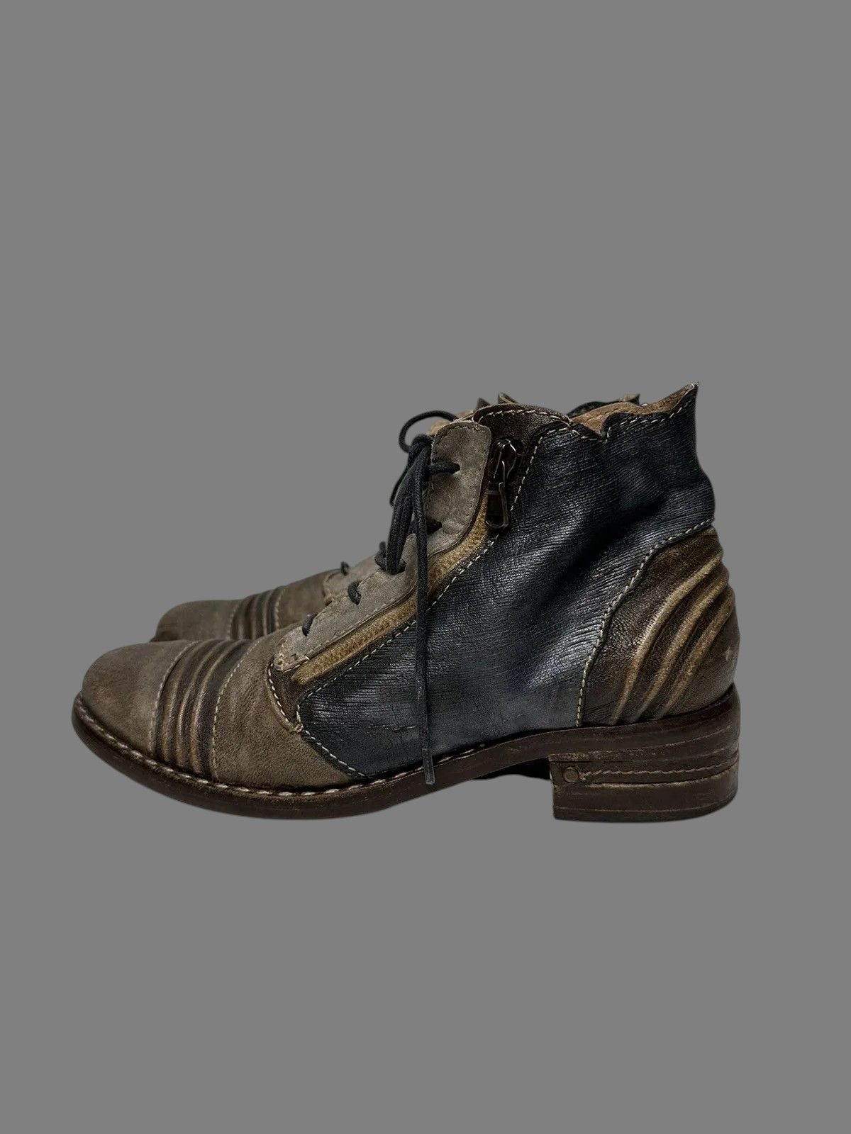 14th Addiction AS 98 Style Italian Leather Boots with Metal Zip Detail Size US 9 / IT 39 - 4 Thumbnail
