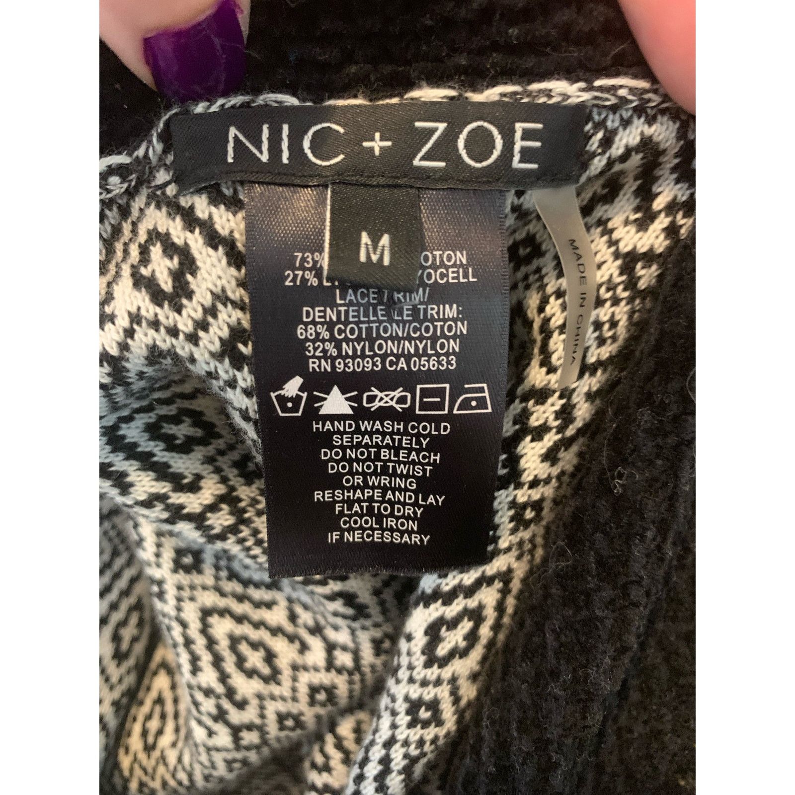 NIC+ZOE Nic-Zoe gray black lace button blazer size M Size M / US 6-8 / IT 42-44 - 5 Thumbnail