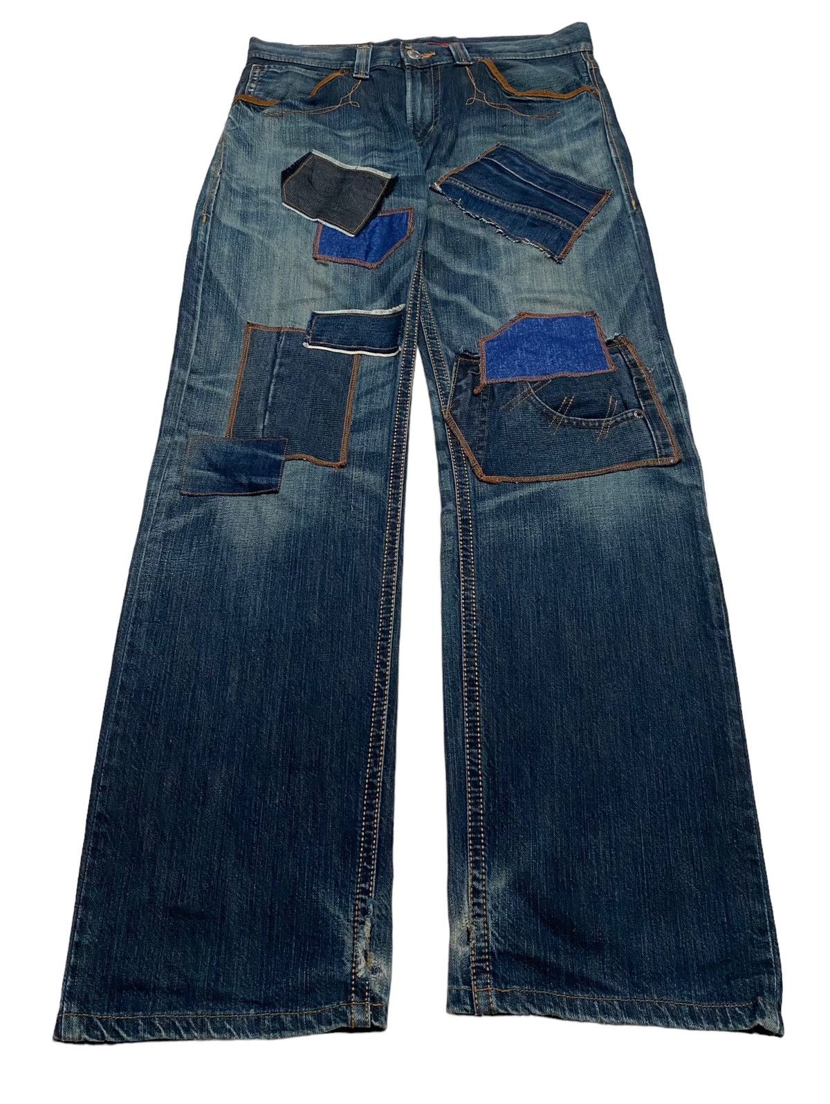 Rare Design Vintage Brand Edwin Patchwork Jeans 1990s