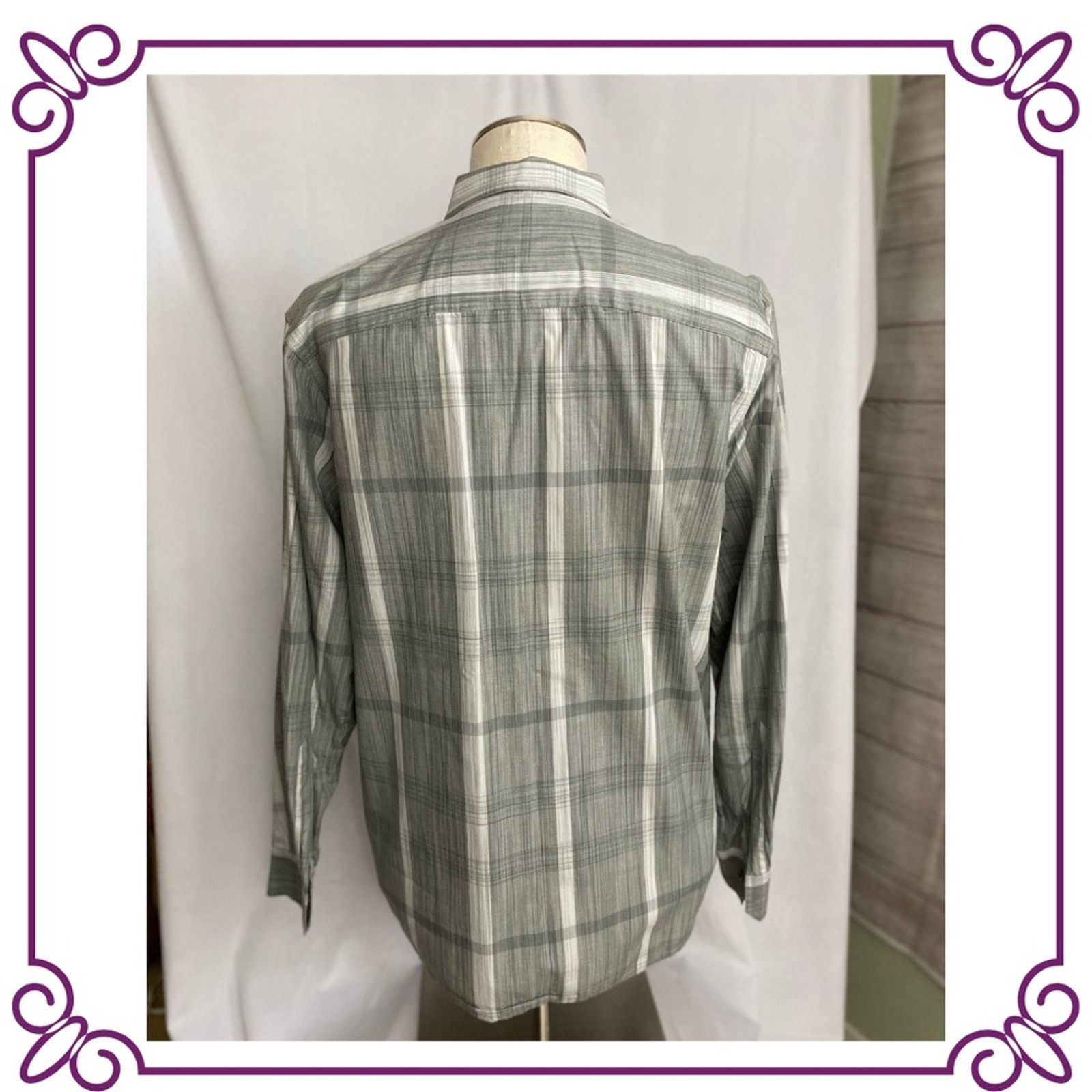 Axist AXIST Slim Fit Long Sleeve Gray White Plaid Cotton Shirt LG Size US L / EU 52-54 / 3 - 2 Thumbnail