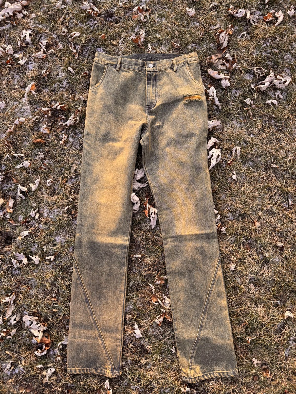 Hysteric Glamour × If Six Was Nine × Japanese Brand Mud wash panel cut stacked denim Size US 29 - 2 Thumbnail
