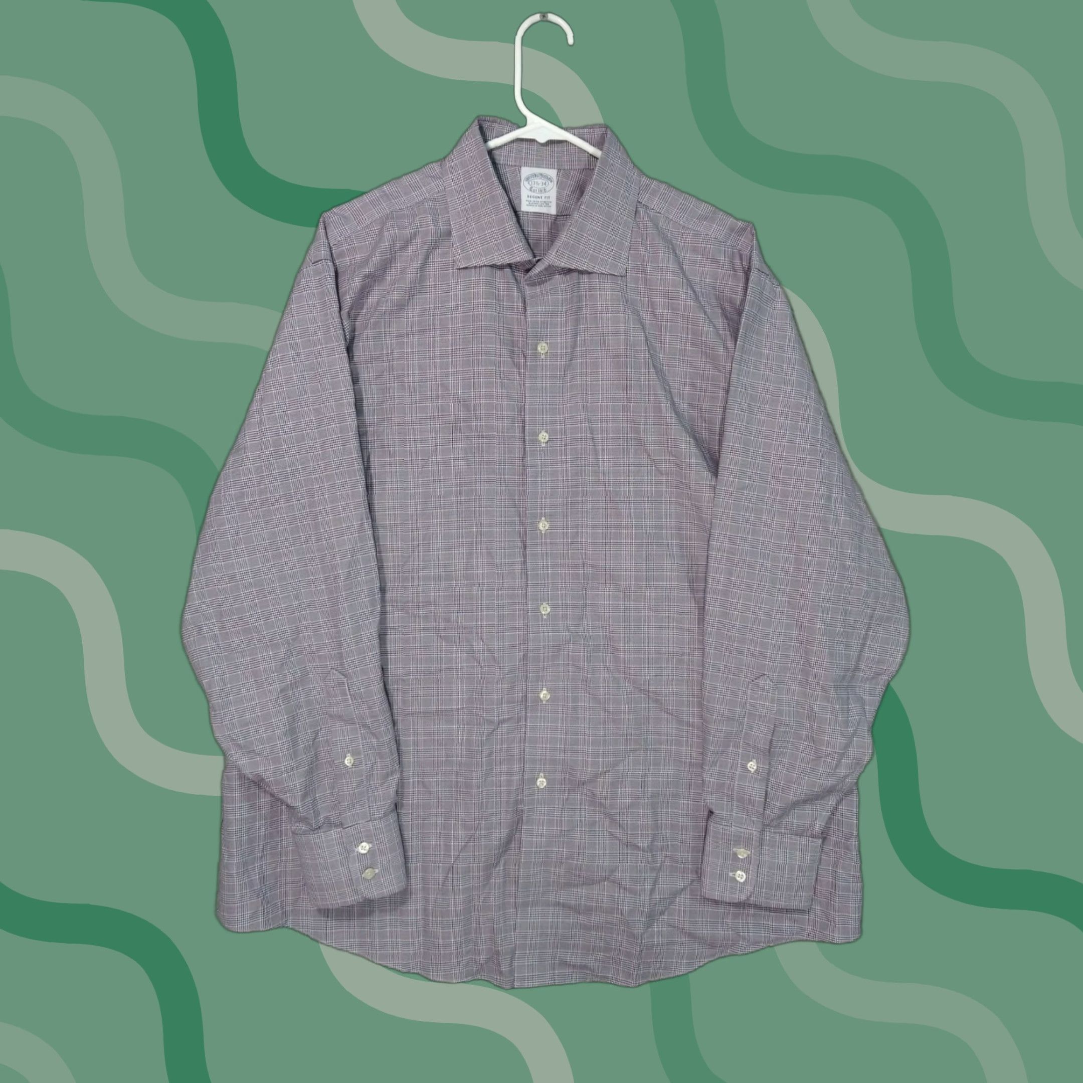 Brooks Brothers VINTAGE Brooks Brothers Dress Shirt Mens 17.5 34 Gray Plaid Supima Cotton Regent Stretch Shirt Adult 17.5 Gray Mens Size 46R - 1 Thumbnail