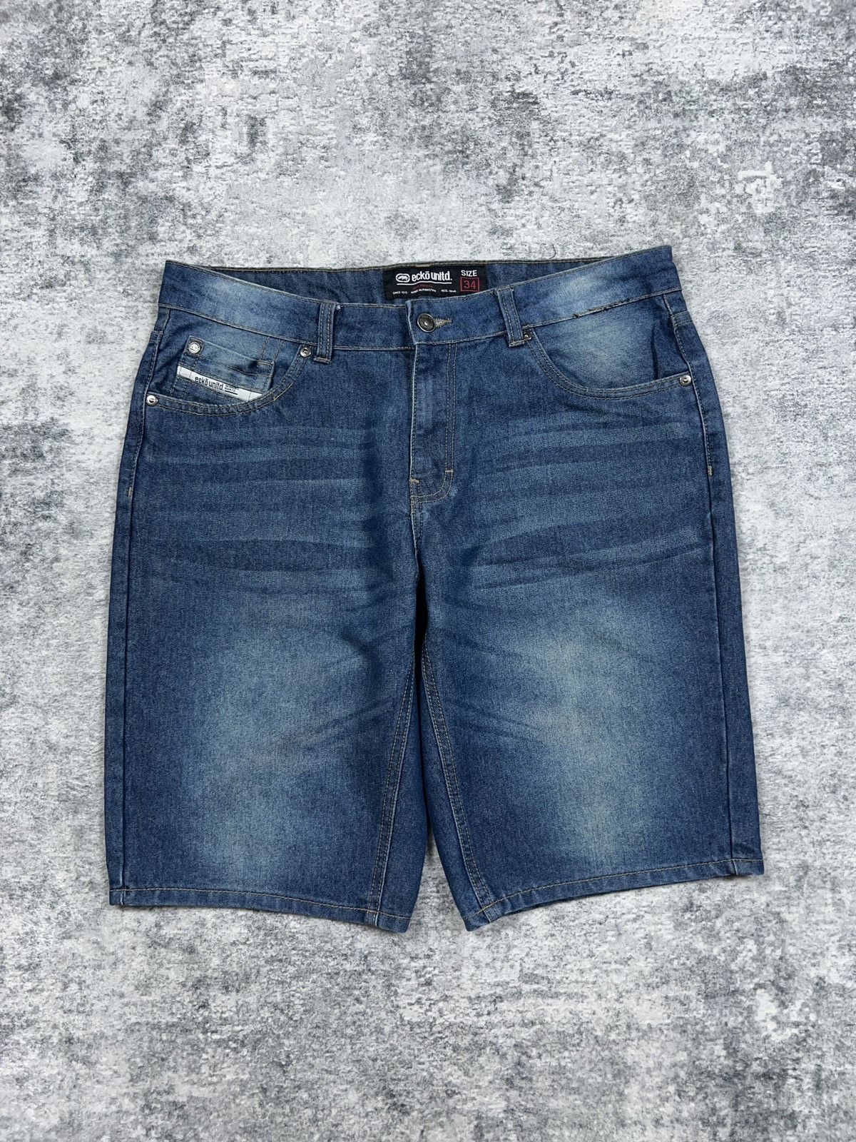 Ecko Unltd. × Southpole Y2K Ecko Unltd Faded Denim Shorts Jorts Size US 36 / EU 52 - 2 Thumbnail