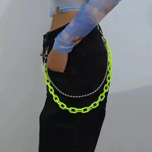 Jewelry Pocket Chain Lime Punk Rock Link Gothic Green Wallet Chrome Size ONE SIZE - 3 Thumbnail