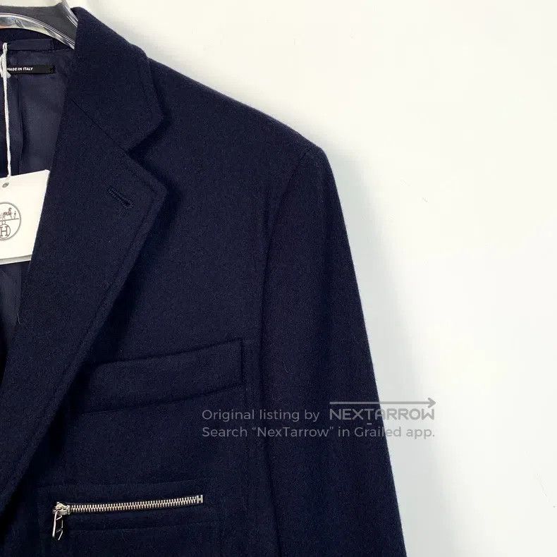 Hermes Hermes Dark Blue Wool V-Neck Single Breasted Long Sleeve B Size 42R - 3 Thumbnail