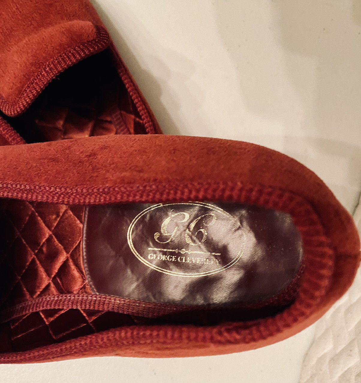 George Cleverley GEORGE CLEVERLEY 🏴󠁧󠁢󠁥󠁮󠁧󠁿 RED VELVET ALBERT SATIN QUILT LOAFER 12 Size US 12 / EU 45 - 11 Thumbnail
