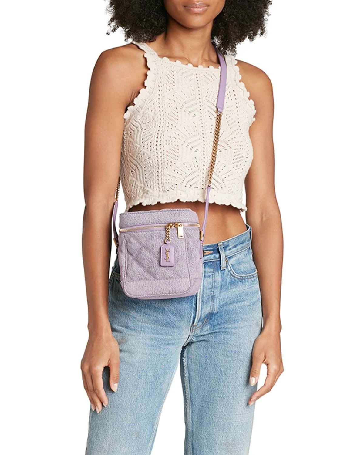 Saint Laurent Paris o1s1wg111124 Size: OS / Denim Vanity Crossbody Bag in Lilac Size ONE SIZE - 5 Thumbnail