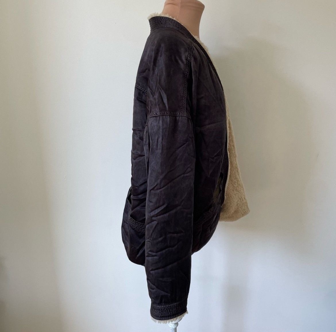 FREECITY FREECITY Faux Shearling Cupro Open Bomber Jacket Size M / US 6-8 / IT 42-44 - 4 Thumbnail