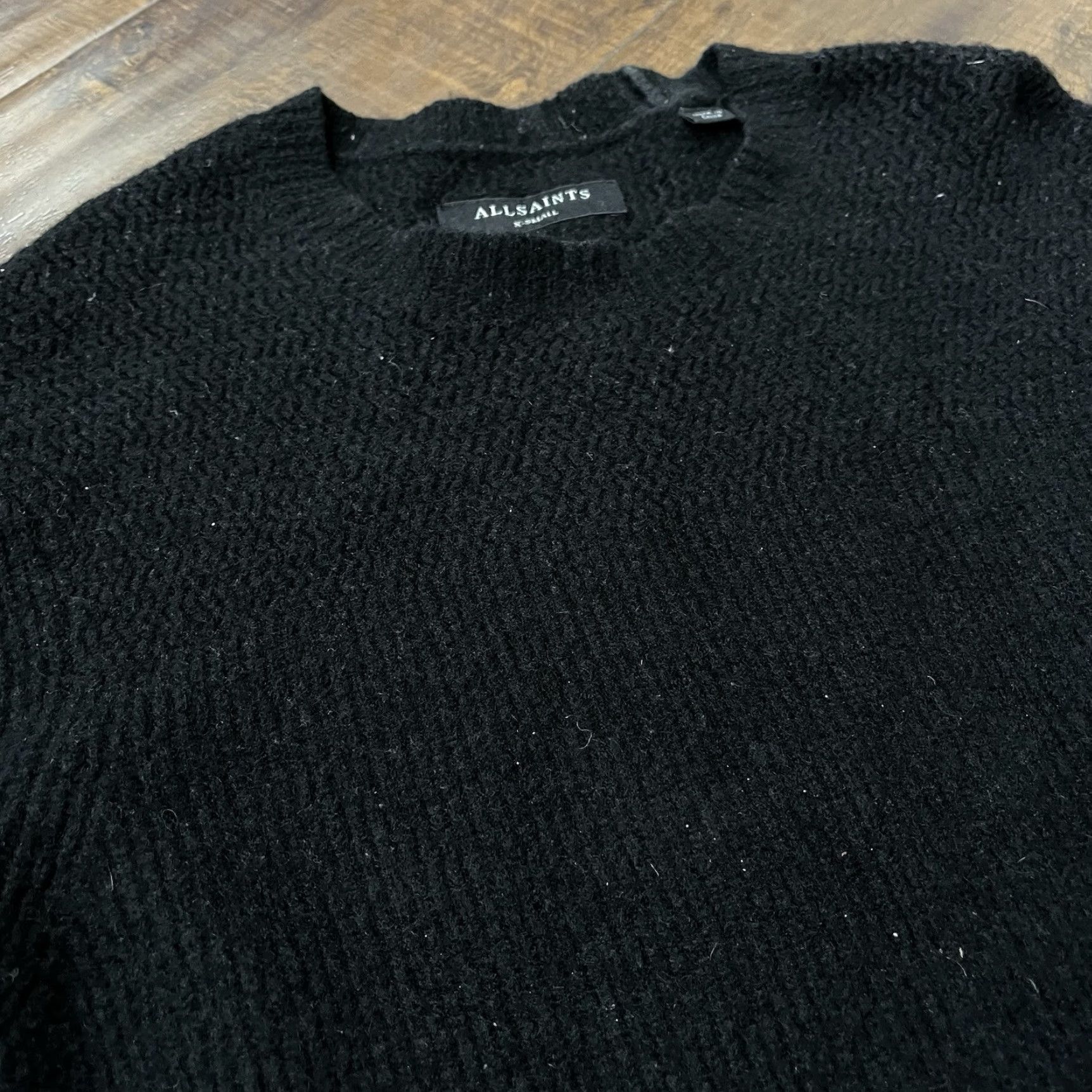 Allsaints AllSaints Jumper Adult XS Black Wool Knit Crew Neck Slim Pullover Designer Sweater Mens Size US XS / EU 42 / 0 - 5 Thumbnail