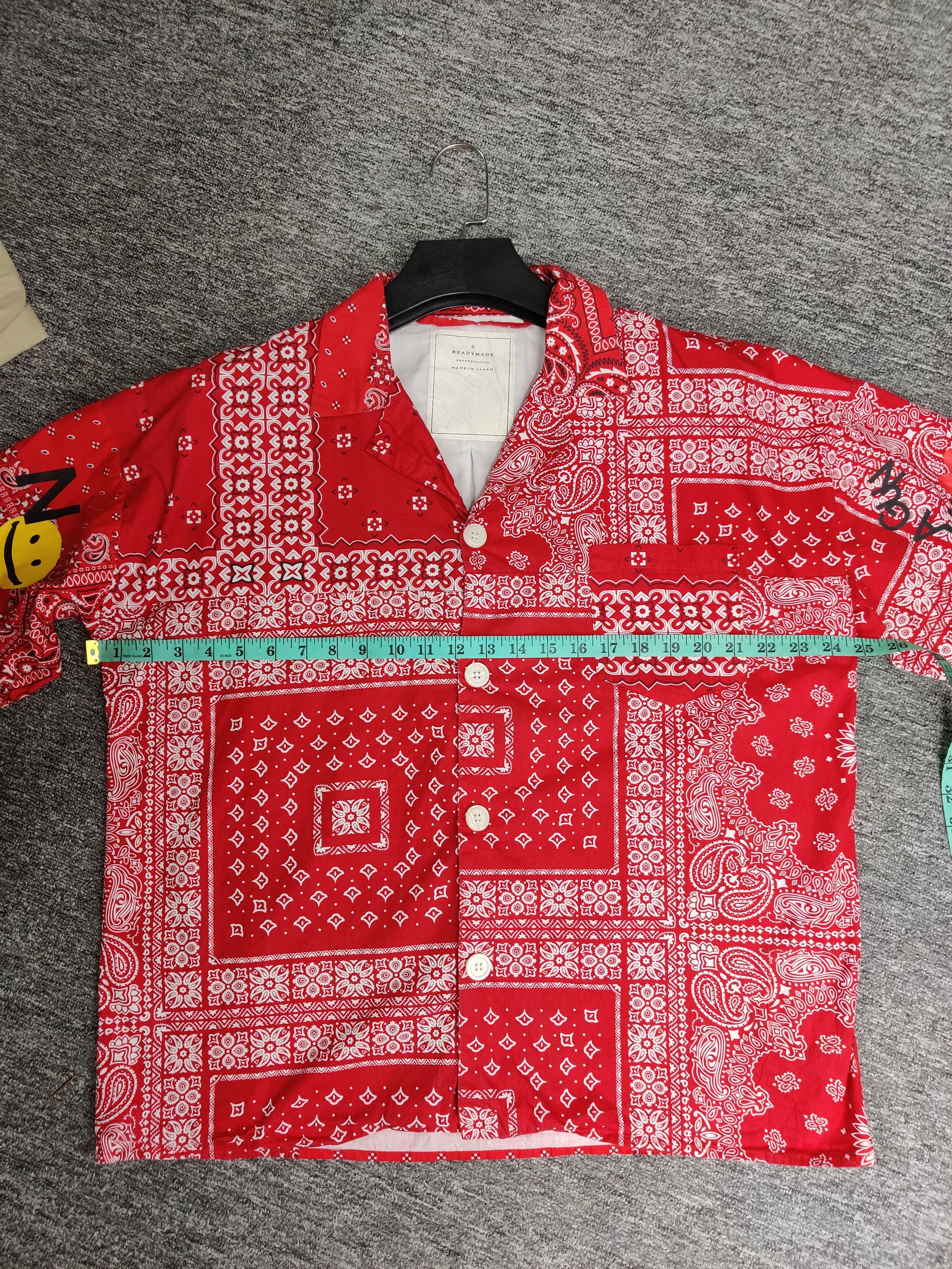 Nice❗Vintage READYMADE Bandana Red Shirts Button Ups
