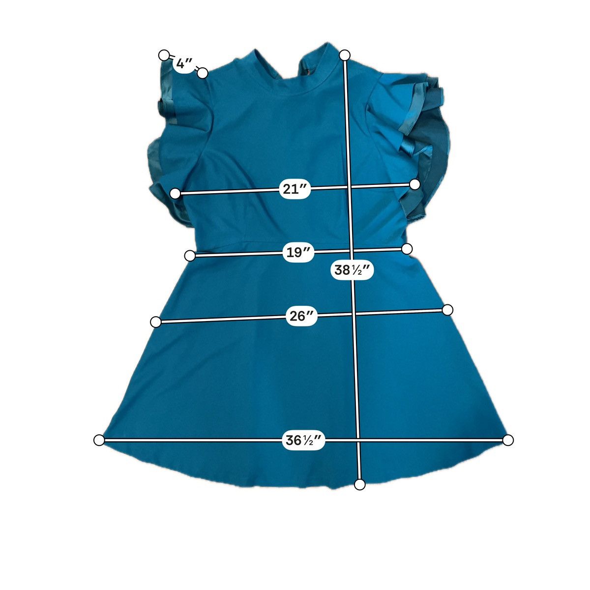 Other Chelsea28 Teal Ruffle Sleeve Fit & Flare Mini Dress Size 16 Size XXL / US 16-18 / IT 52-54 - 6 Thumbnail