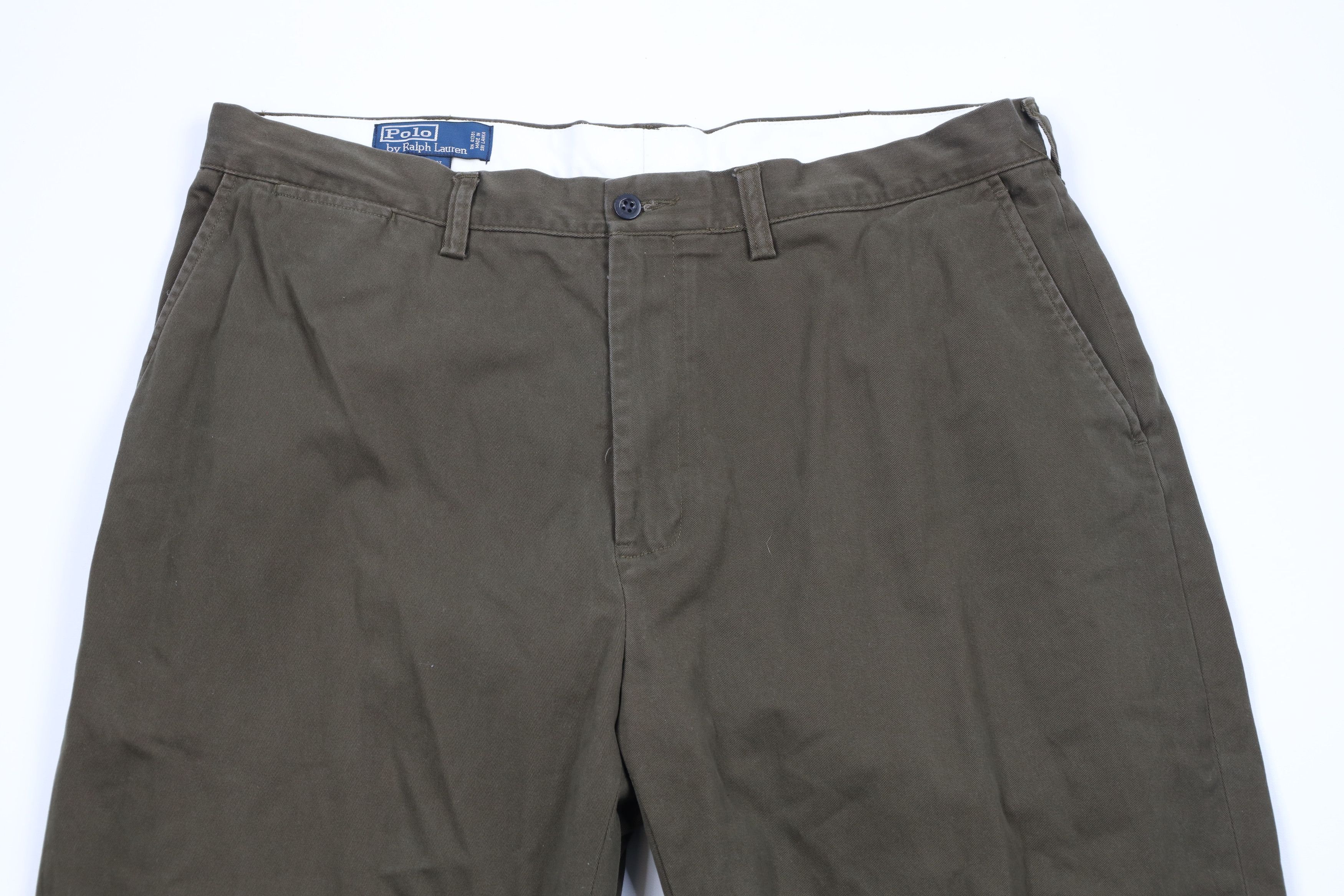 Ralph Lauren × Vintage Vintage 90s Ralph Lauren Leg Chino Pants Olive Green Cotton Size US 38 / EU 54 - 2 Thumbnail