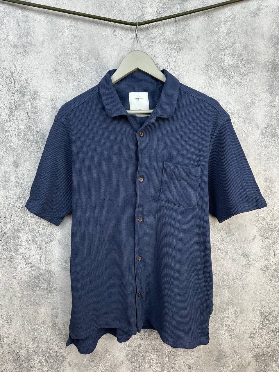 Percival Percival Cuban Collar Waffle Shirt Navy Short Sleeve Size US XXL / EU 58 / 5 - 1 Thumbnail