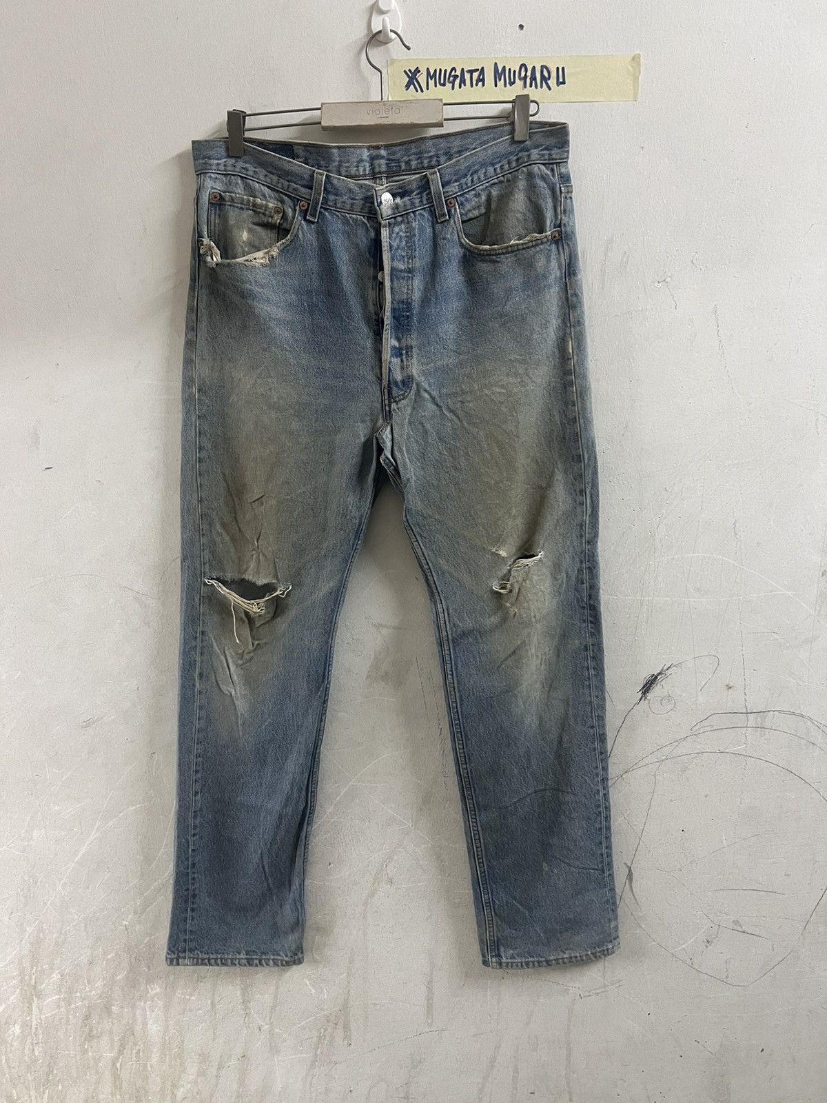 KURT COBAIN‼️VINTAGE LEVIS 501 DISTRESSED DENIM PANT - Main Image